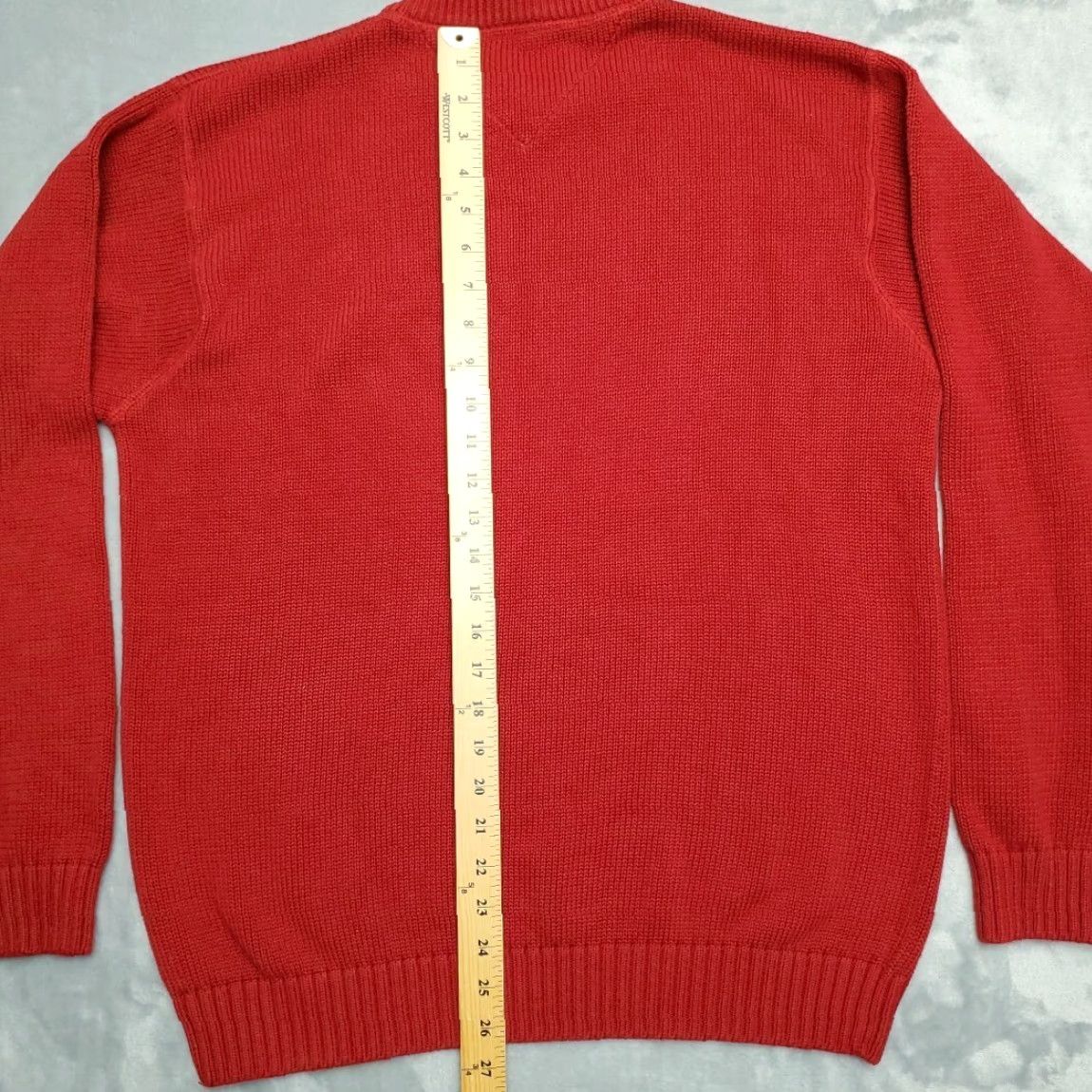 Tommy Hilfiger VINTAGE Tommy Hilfiger Sweater Mens L Red 100% Cotton Crewneck Pullover Knit Pullover Mens Size US L / EU 52-54 / 3 - 6 Thumbnail