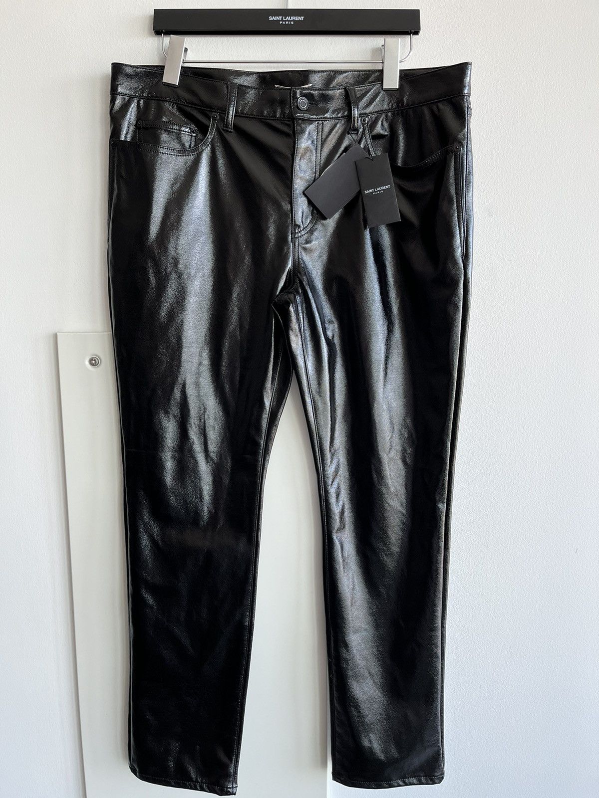 Saint Laurent Paris × Yves Saint Laurent Brand New Runway Saint Laurent Leather Wax Shiny Pant Size US 34 / EU 50 - 1 Thumbnail