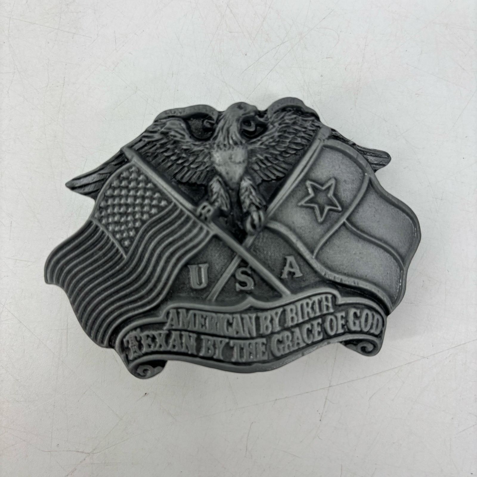Vintage Great American Belt Buckle Texas by The Grace of God Pewter Size ONE SIZE - 1 Thumbnail