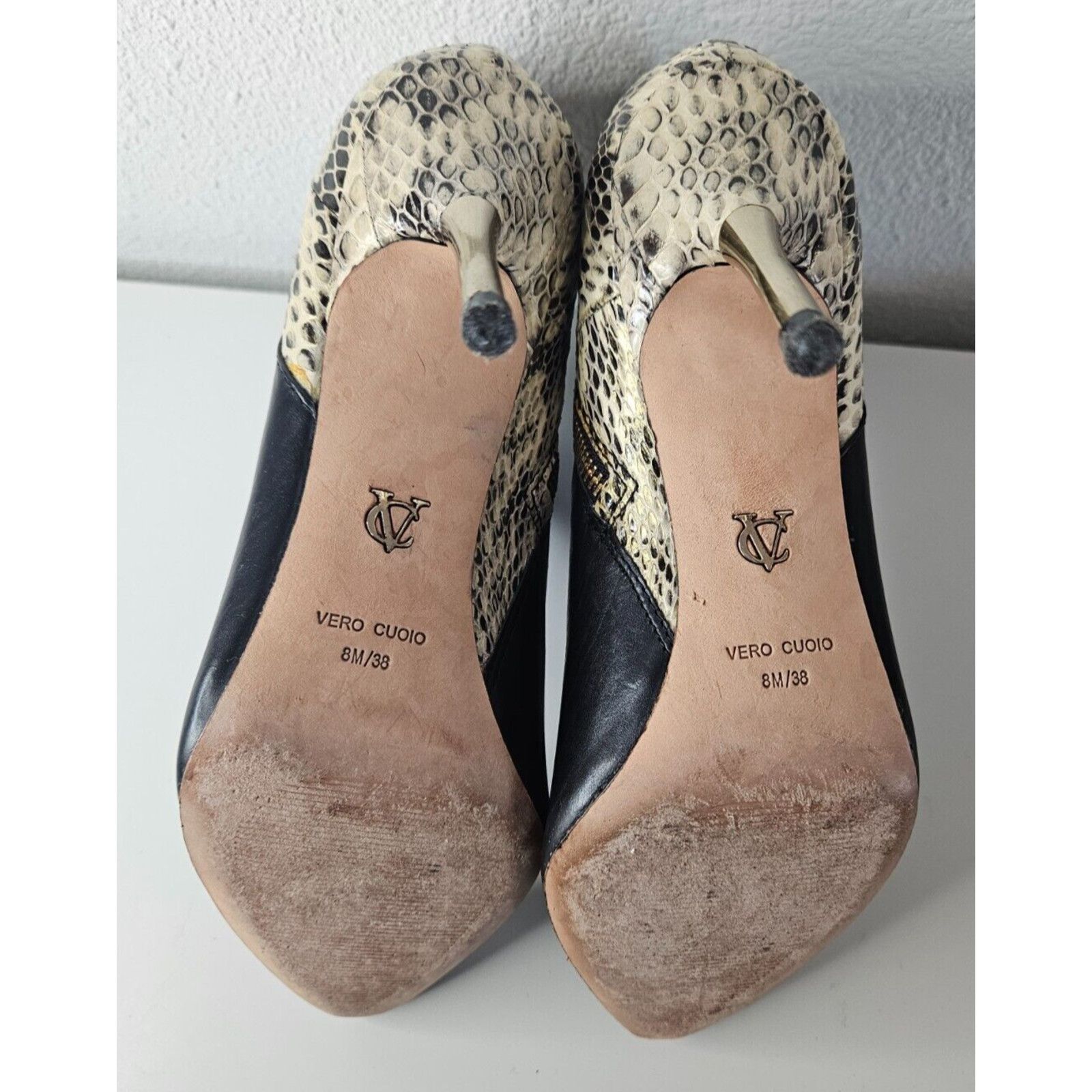 Vince Camuto Vince Camuto Women’s LeatherHeels – Black & Snake Print Sz 8 Size US 8 / IT 38 - 7 Thumbnail