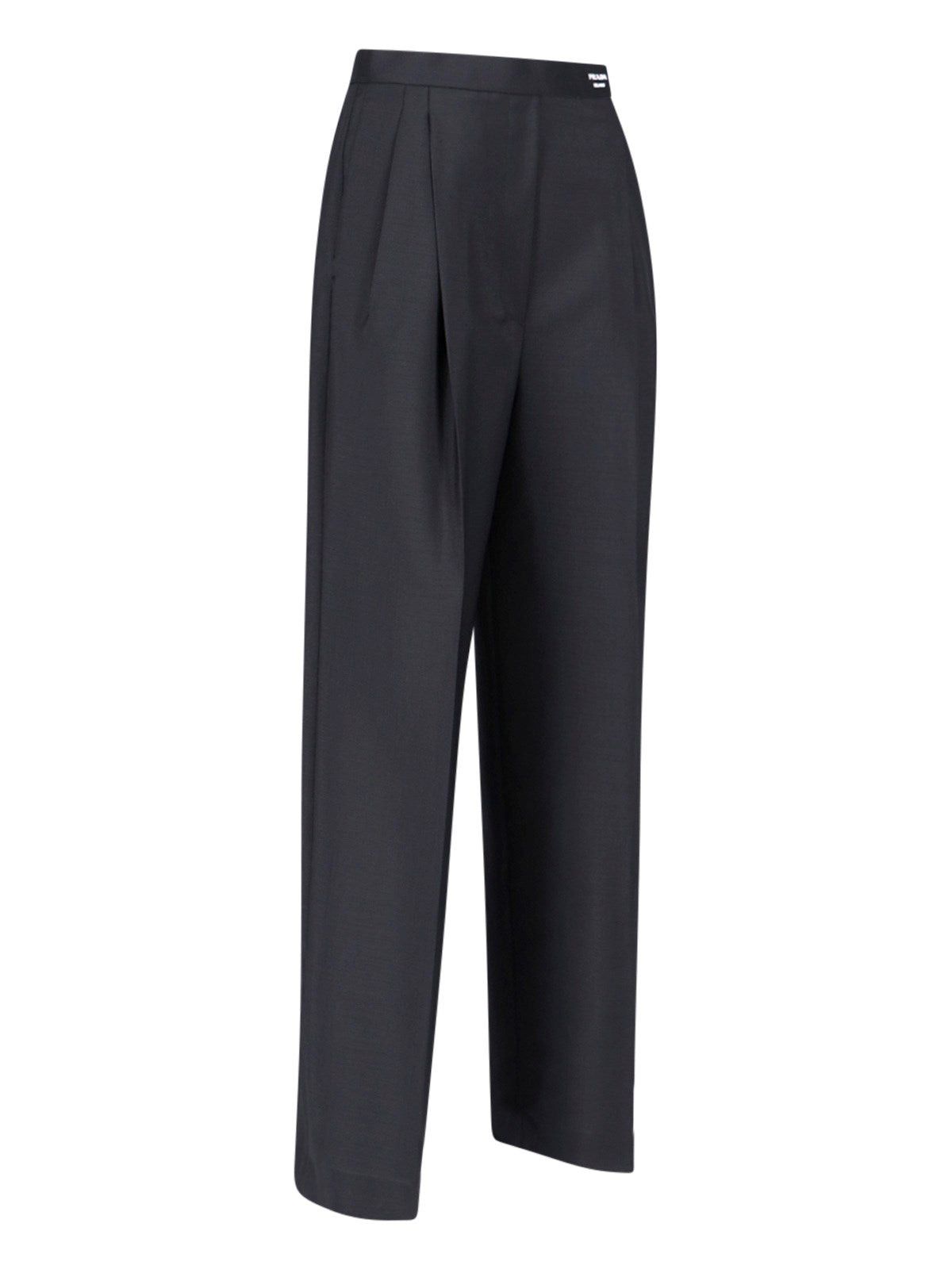 image of Prada Logo Mohair Pants Size 40 in Black, Women's