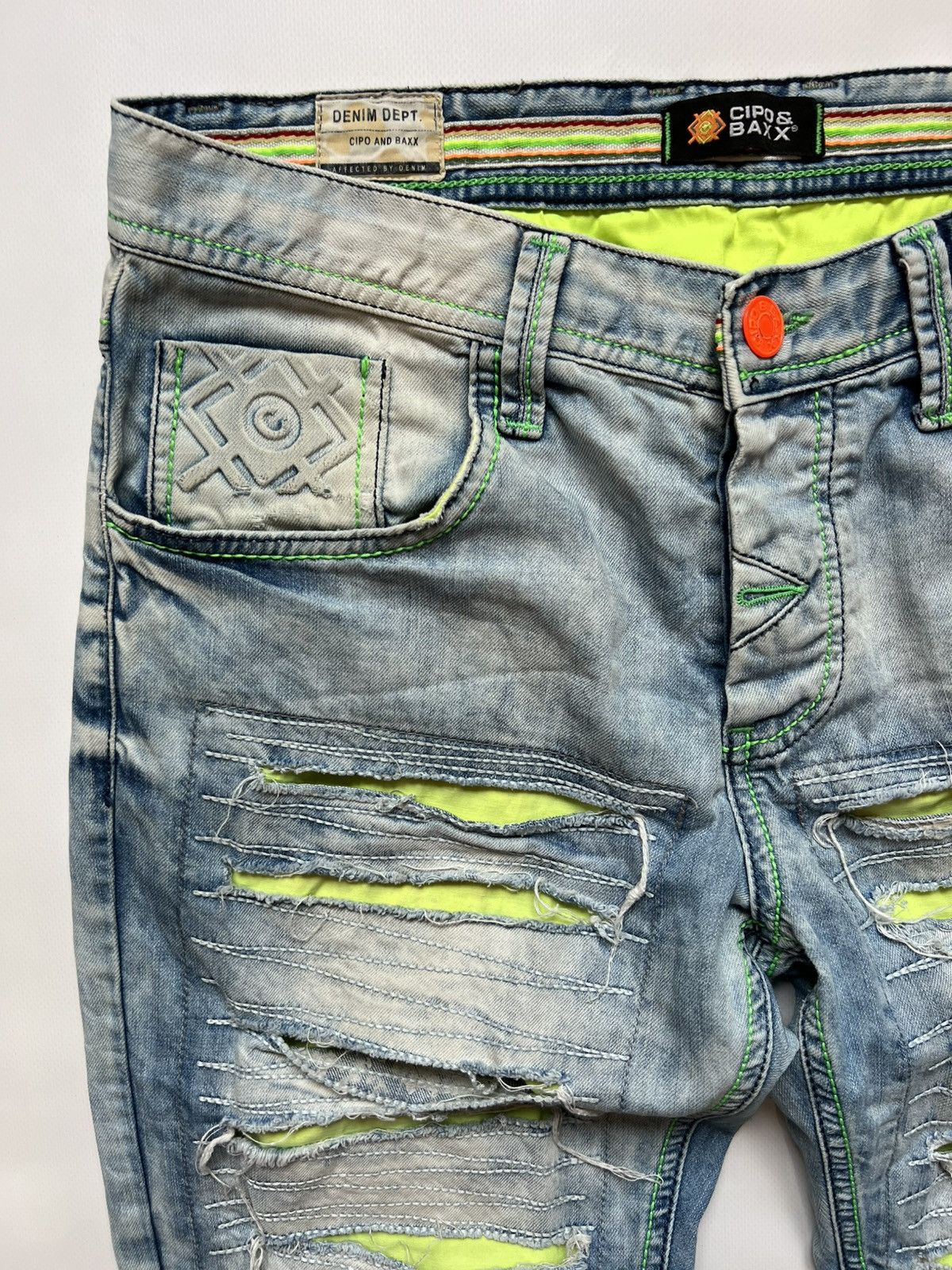 Vintage Vintage Avant Garde Blue Denim Pants Cipo Baxx Size US 31 - 3 Thumbnail