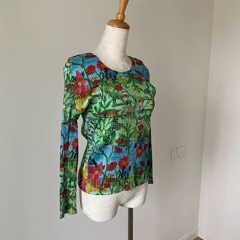 Issey Miyake Issey Miyake Green Dinosaur Park Pleated long sleeves Size L / US 10 / IT 46 - 6 Thumbnail