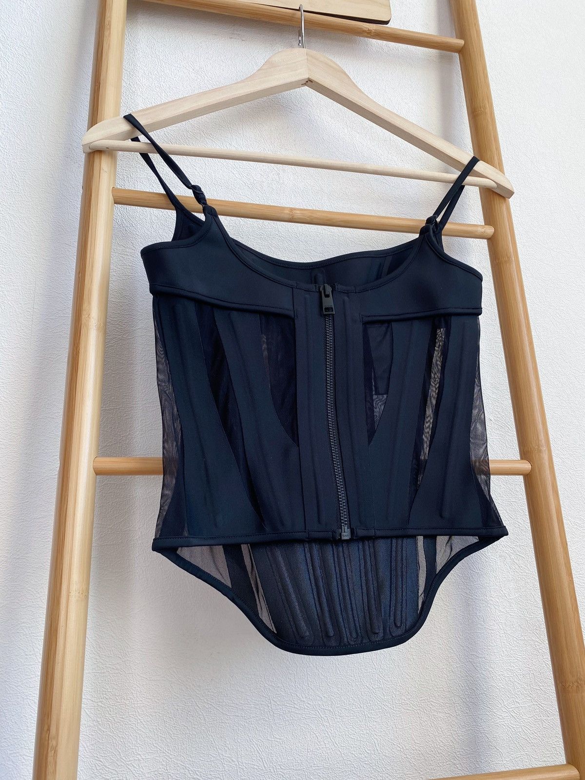 Mugler Mugler x H&M Mesh-Paneled Corset Top Black Size XS Size XS / US 0-2 / IT 36-38 - 10 Thumbnail