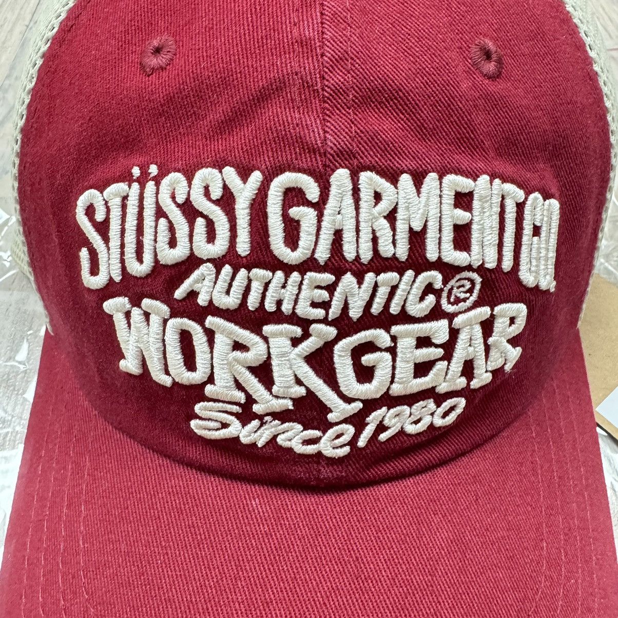 Stussy Stussy Low Pro Workgear Strapback Red Trucker Mesh Hat Size ONE SIZE - 7 Thumbnail