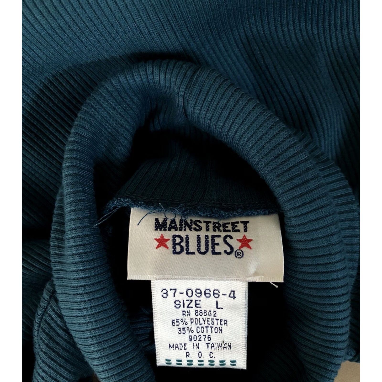 Altea MainStreet Blues Sweater L Teal Turtleneck Ribbed Knit Short Sleeve Classic Size L / US 10 / IT 46 - 6 Thumbnail