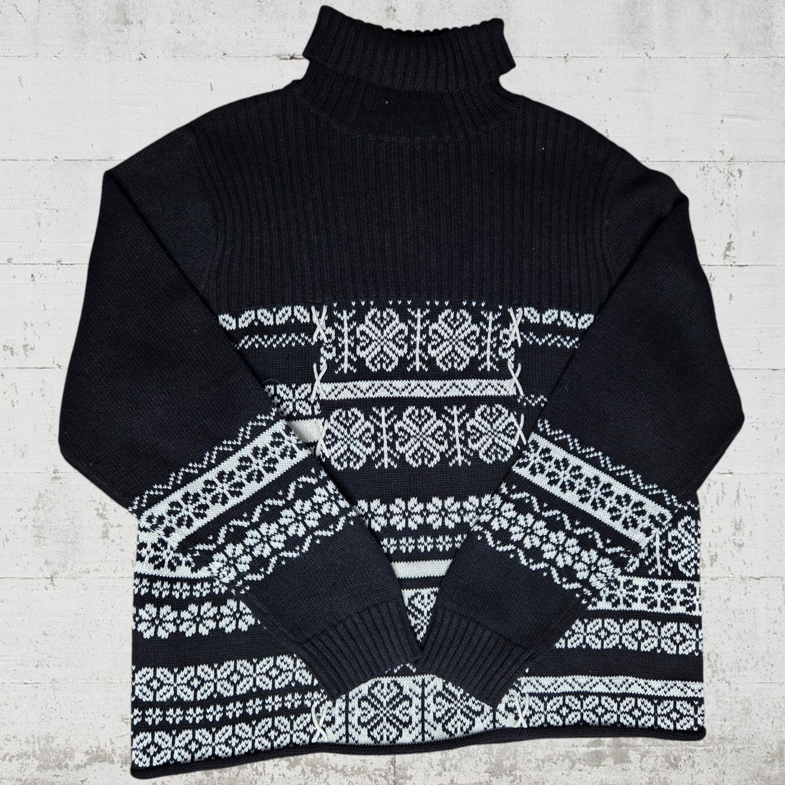 Other Y2K Black Patchwork Fair Isle Turtleneck Sweater Size XL Size XL / US 12-14 / IT 48-50 - 2 Thumbnail