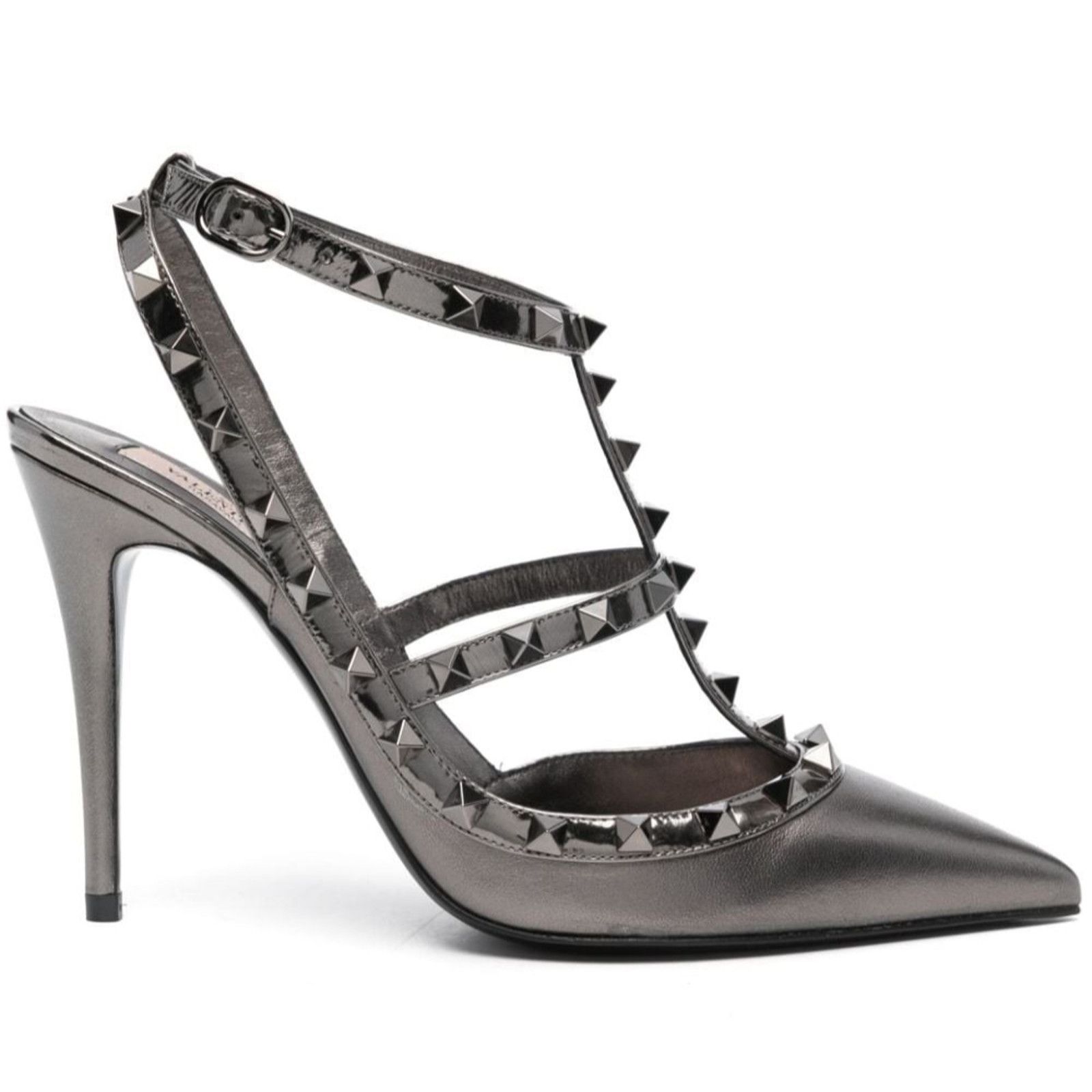 Valentino Valentino Rockstud 100mm Anthracite Grey T-Strap Pump 40 Size US 10 / IT 40 - 1 Thumbnail