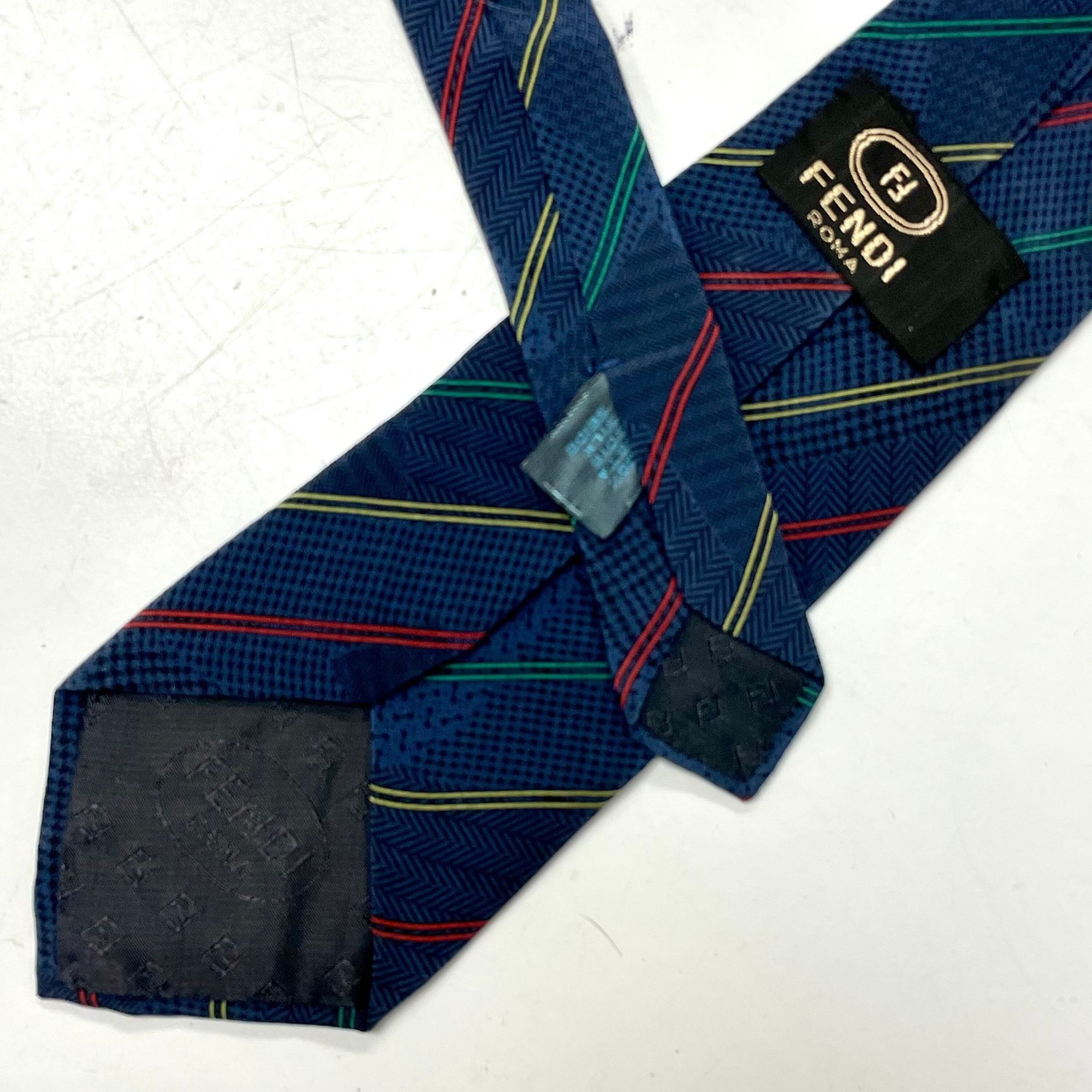 Fendi Vtg FENDI Roma Italy Blue Geometric Multicolor Necktie Size ONE SIZE - 4 Thumbnail
