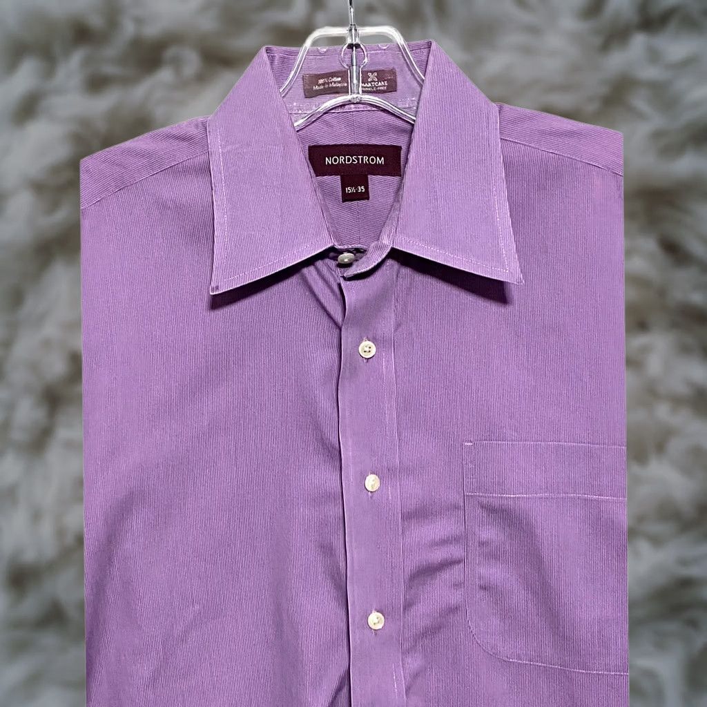 Nordstrom VTG Nordstrom Dress Shirt Mens 15.5 35 Purple Smart Care Wrinkle Free Button Size 42R - 1 Thumbnail