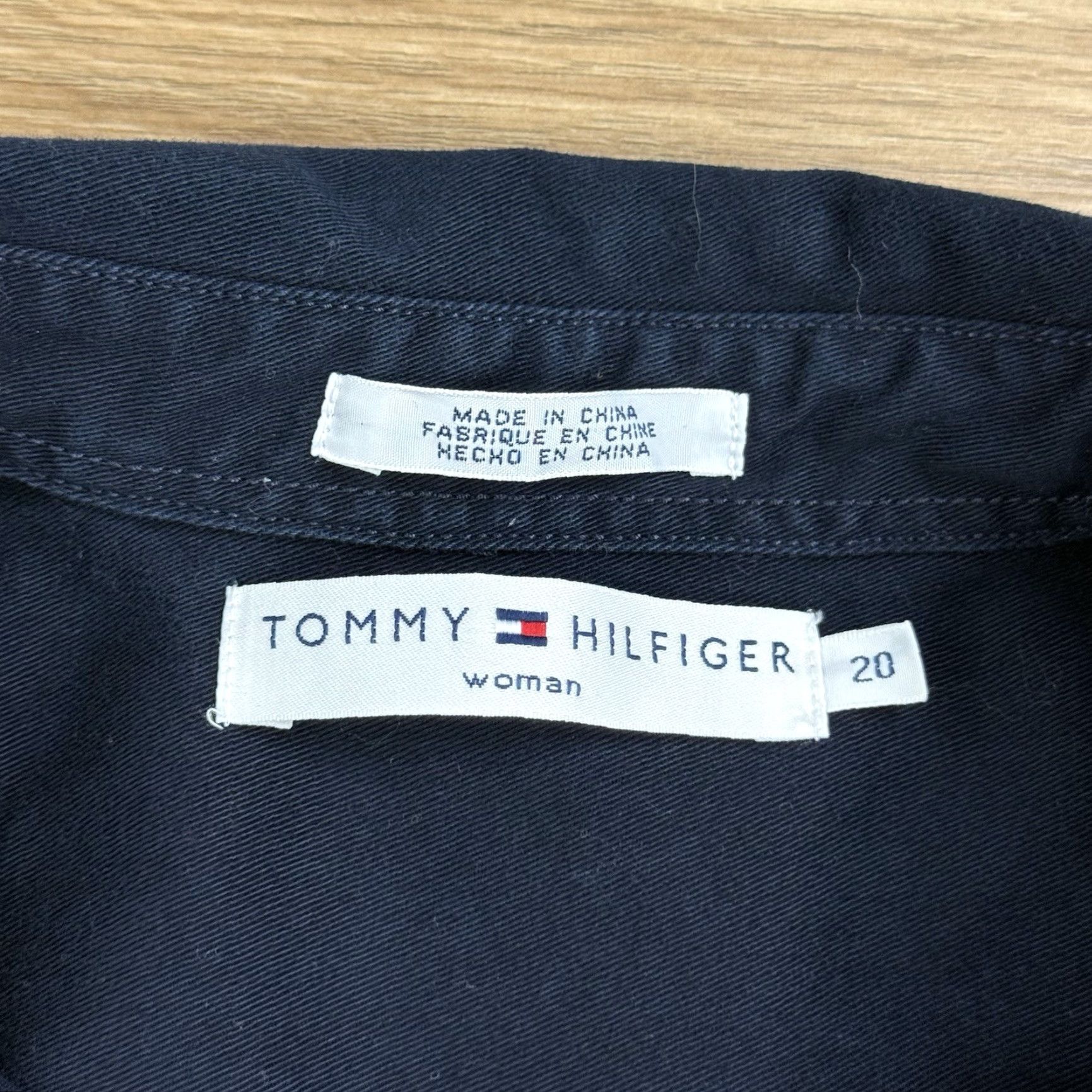 Tommy Hilfiger VINTAGE Tommy Hilfiger Women’s Shirt Dress Navy Short Sleeve Collared Button Front Sz 20 Plus Knee Length Womens Size 3XL / US 20-22 - 7 Thumbnail