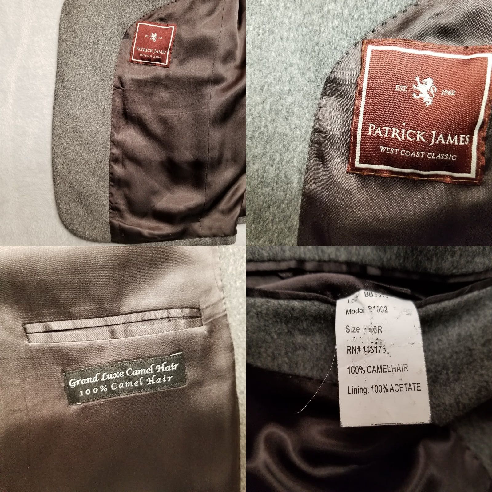 Camel VINTAGE Patrick James Blazer 40R Mens 40R Gray 100% Camel Hair Sport Jacket Casual Soft Size 40R - 11 Thumbnail
