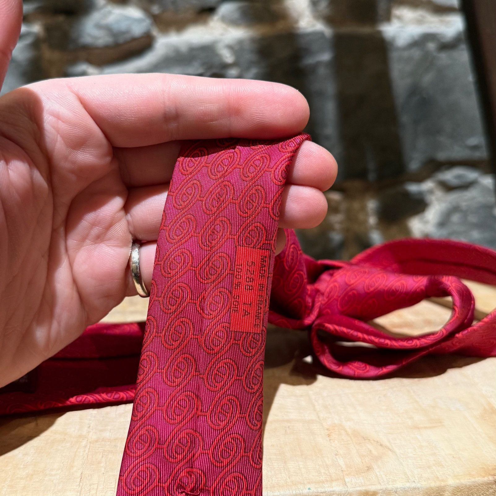 Hermes Hermès Swirl Chaine D'Ancre Red Silk Tie Size ONE SIZE - 6 Thumbnail