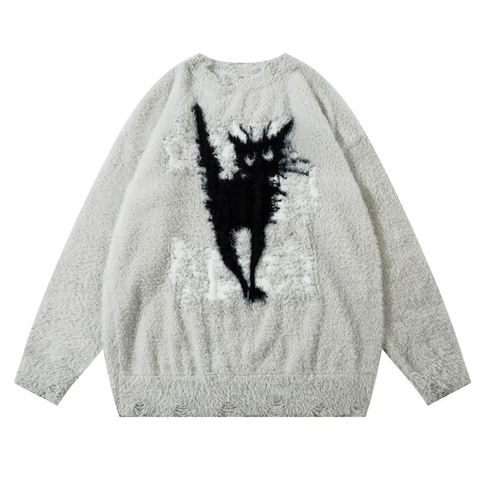 Vintage Loose casual men's kitten crew neck sweater Size US M / EU 48-50 / 2 - 1 Thumbnail