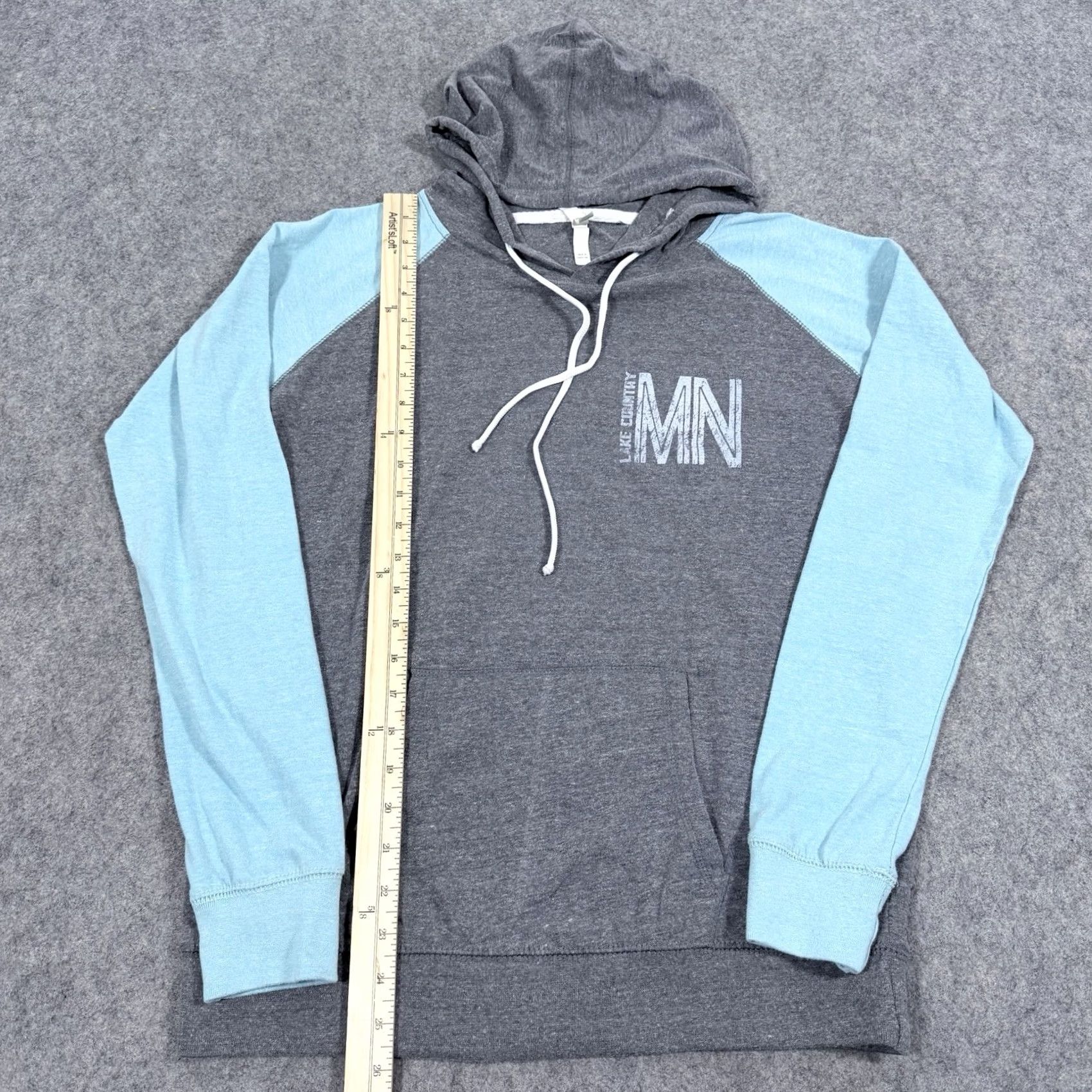4SDESIGNS Isaac's Designs Lake Country MN Sports Hoodie Mens Size S Gray Multicolors 90s Retro College University City Sport Logo Hooded Graphic Print Pullover" Size US S / EU 44-46 / 1 - 7 Thumbnail