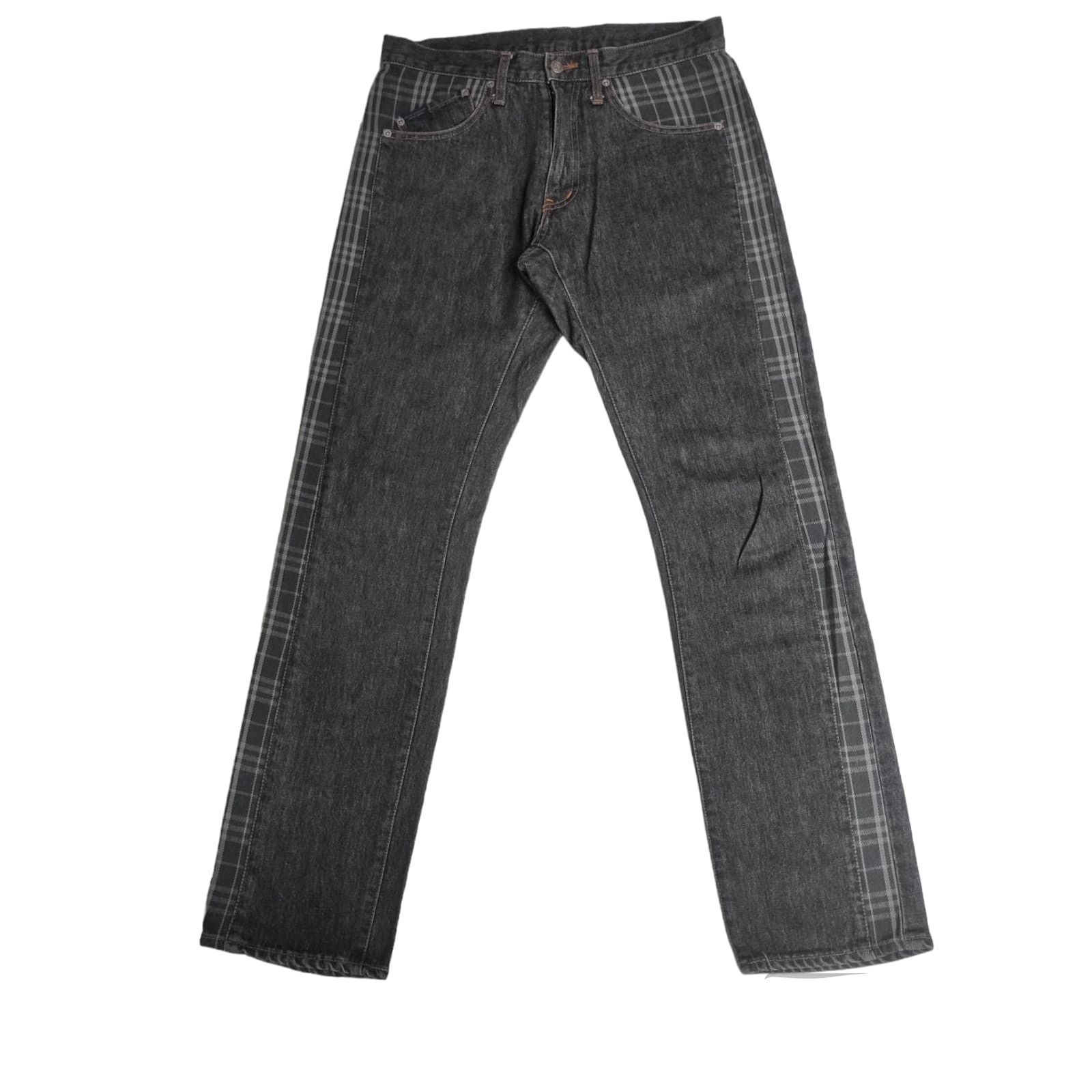 image of Burberry London Blue Label Nova Check Jeans in Black, Men's (Size 32)