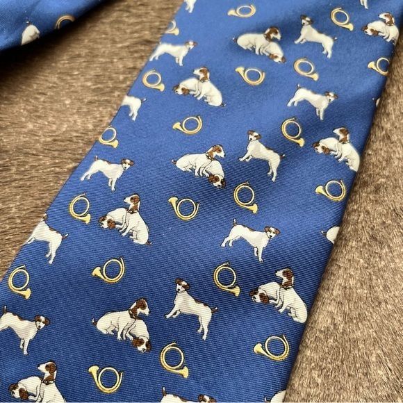 Designer Dormeuil Beagle Hunting Fox Horn Silk Tie Size ONE SIZE - 4 Thumbnail