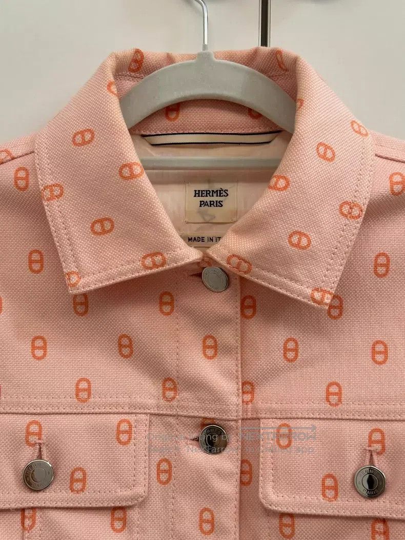 Hermes Hermes Pink pig nose logo denim jacket Size XS / US 0-2 / IT 36-38 - 3 Thumbnail