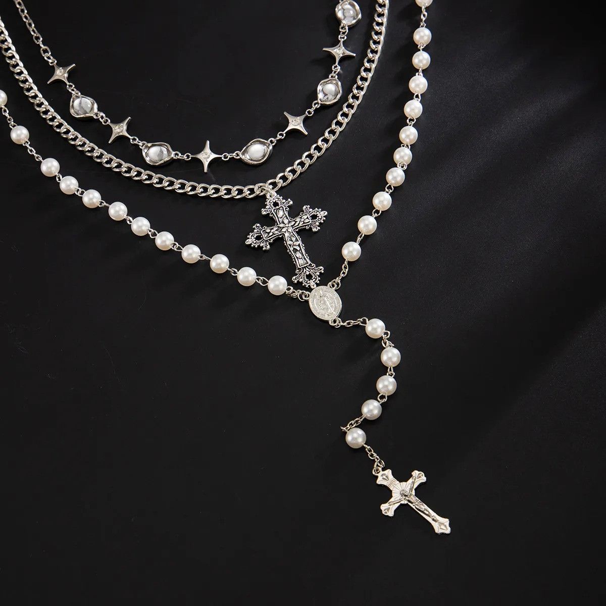 Vintage 4-Piece Set Cross Pendant Necklace Size ONE SIZE - 6 Thumbnail