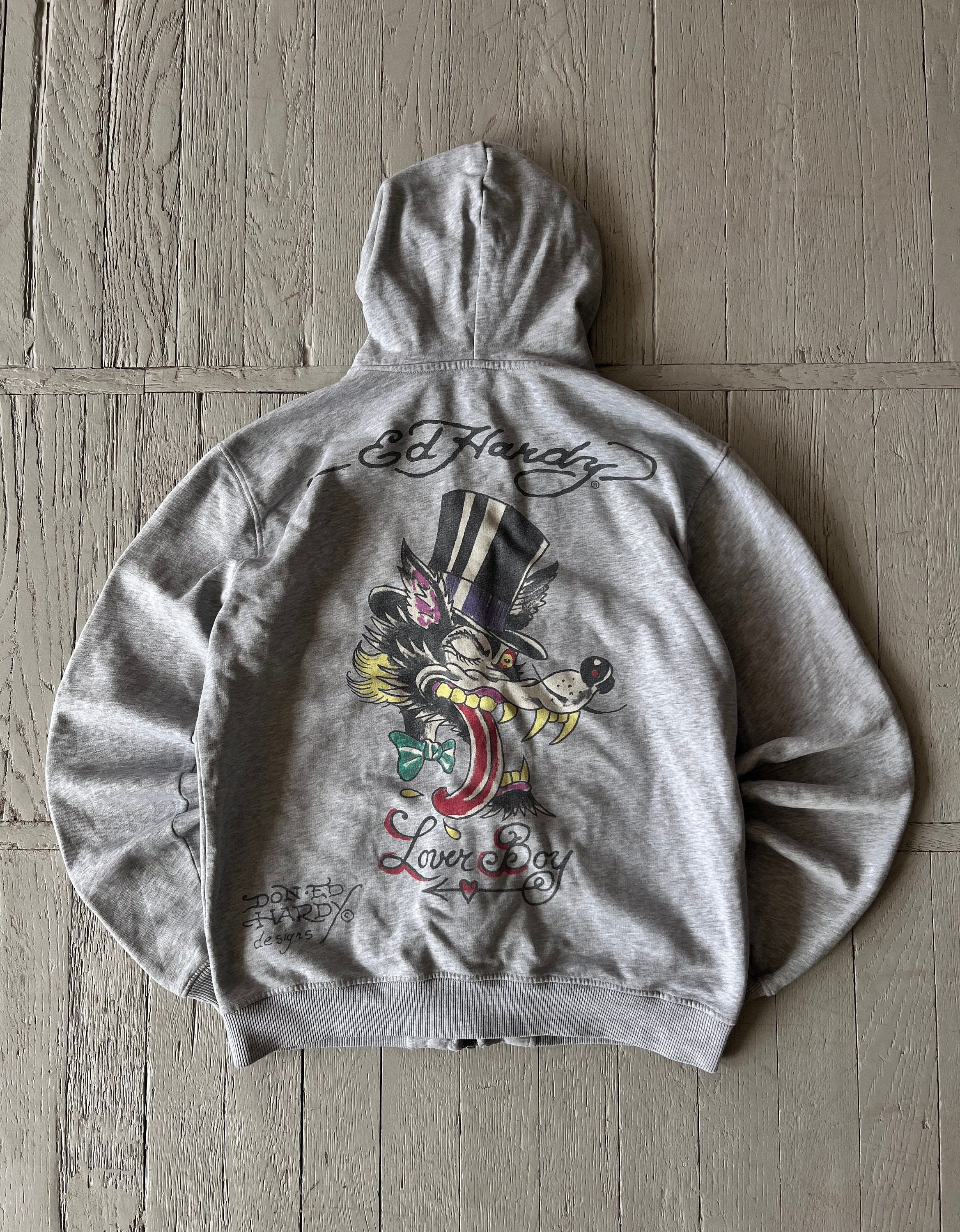 Ed Hardy × Vintage Vintage Ed Hardy Zip Hooded Sweatshirt Size US M / EU 48-50 / 2 - 2 Thumbnail