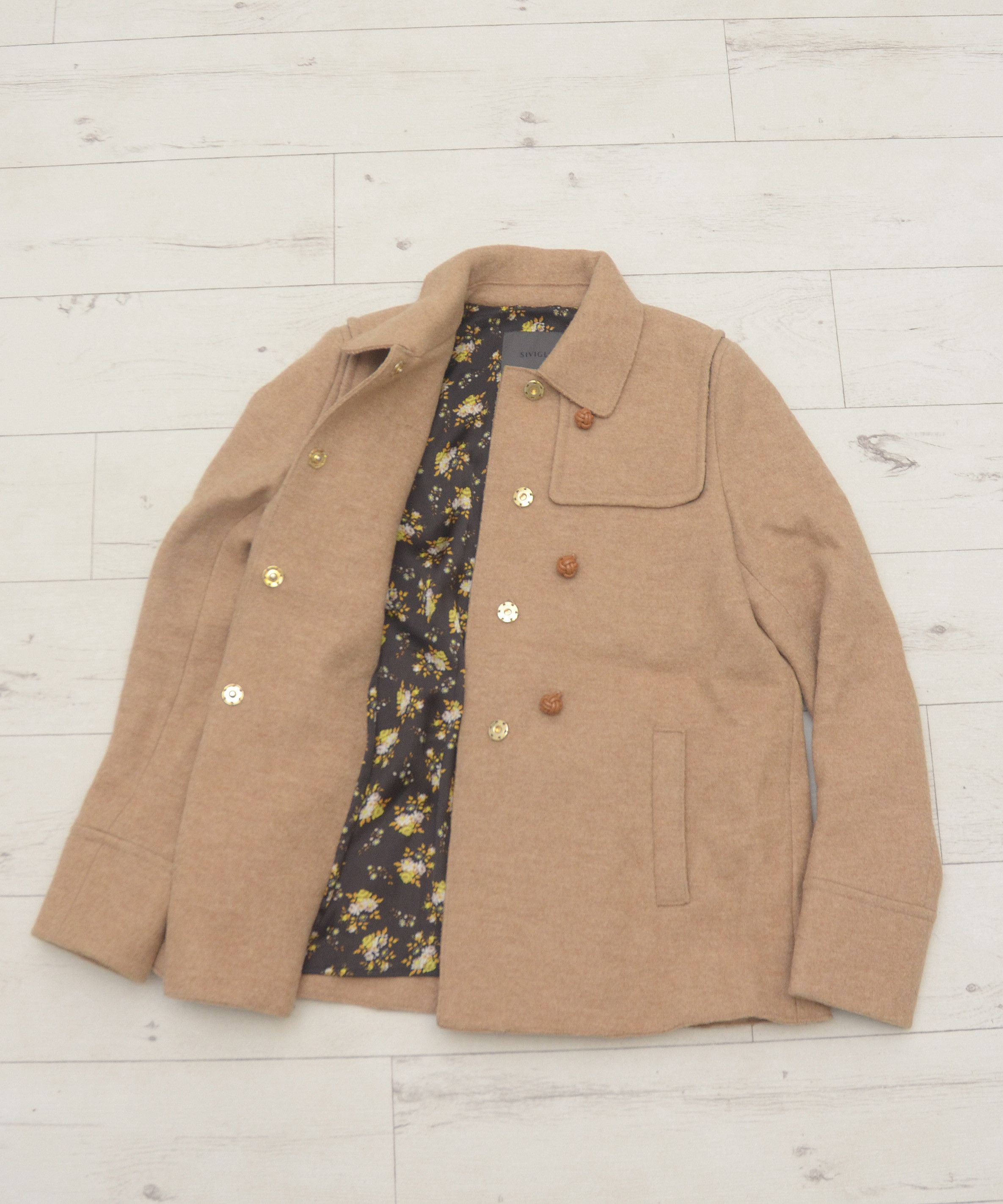 Siviglia Luxury Siviglia italy sz 40 wool Pea Coat Beige Size S / US 4 / IT 40 - 7 Thumbnail