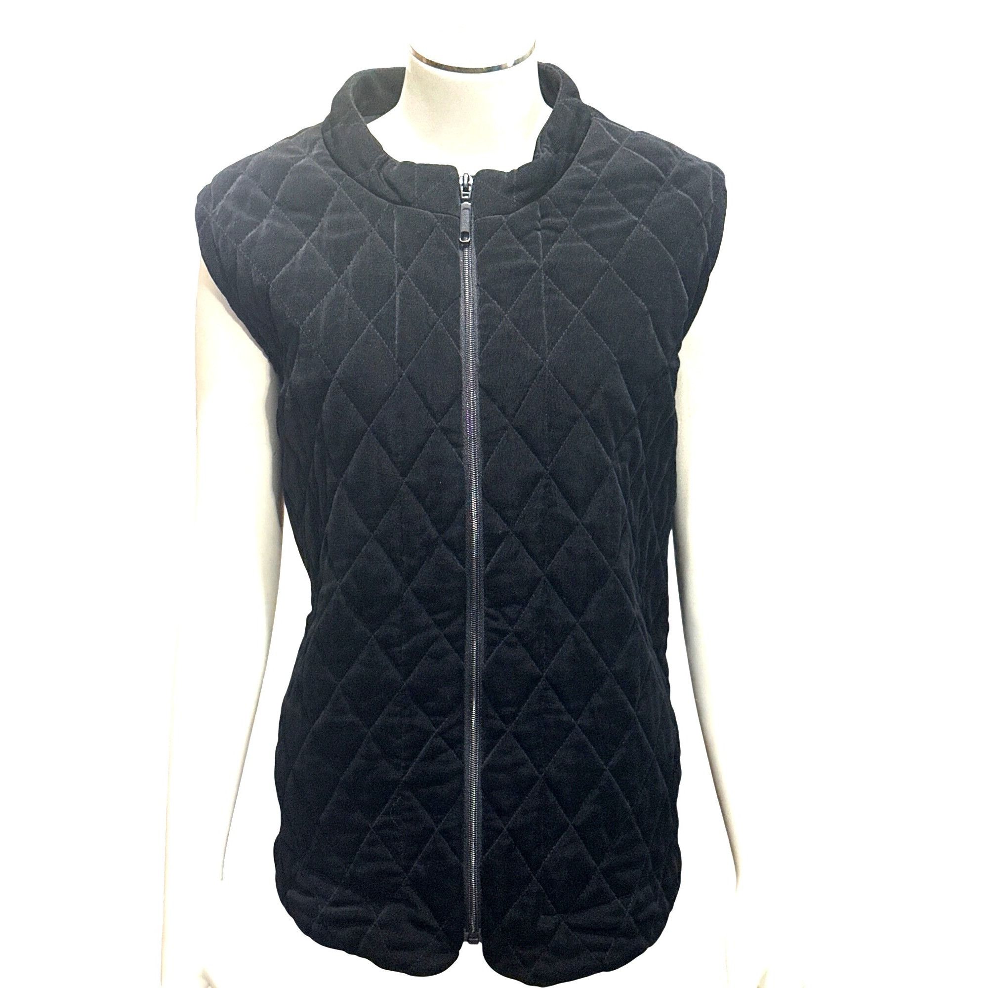 Chicos Chicos Travelers Size 3 Black Quilted Zip Front Vest Diamond Size L / US 10 / IT 46 - 2 Thumbnail