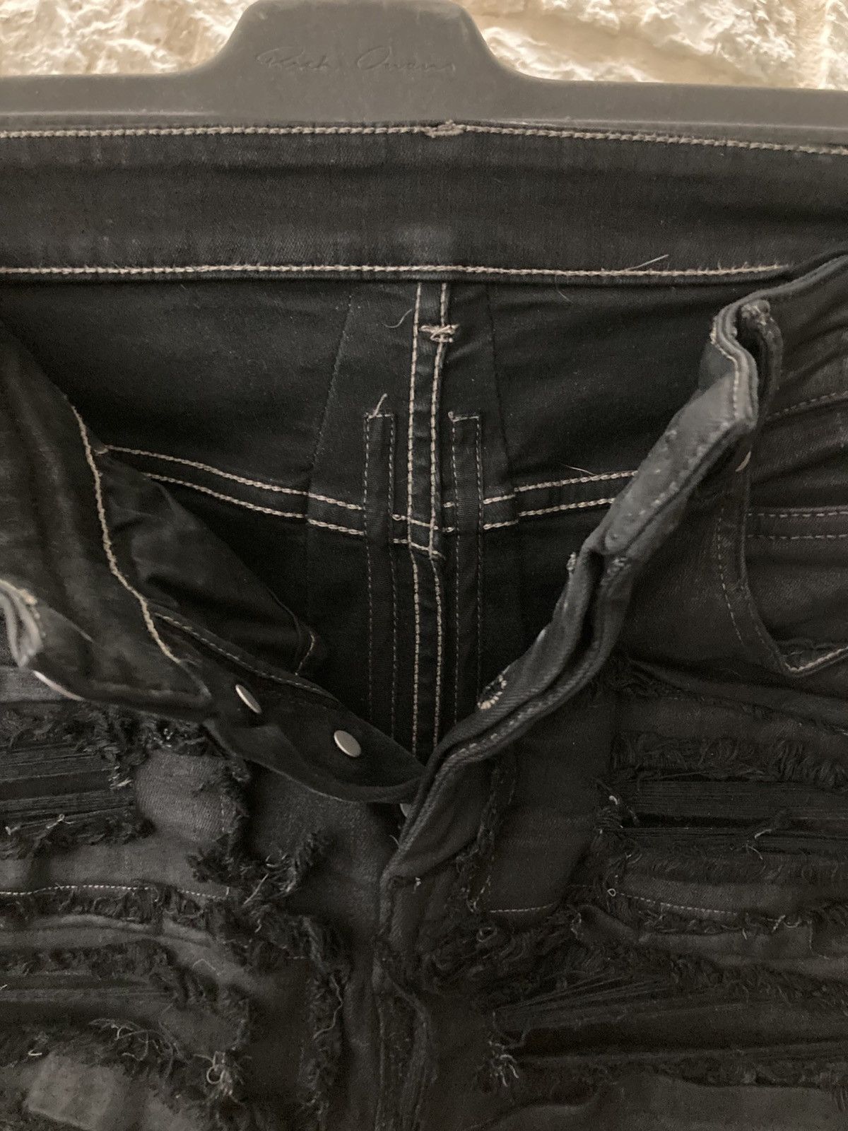 Rick Owens Drkshdw Rick Owens Black Foil Slash Stretch Denim Size US 29 - 5 Thumbnail