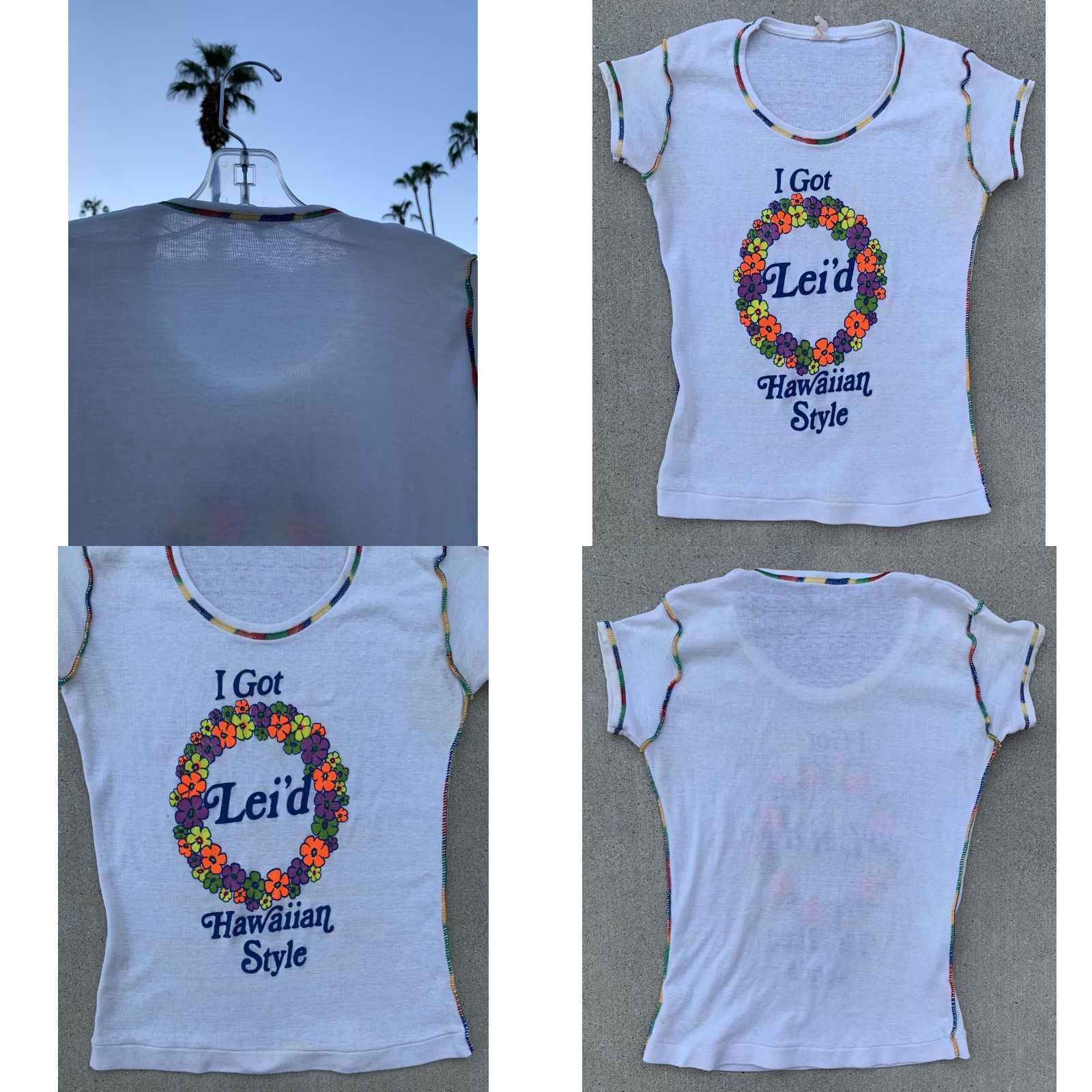 Rainbow VINTAGE I Got Leid Hawaiian Style Ladies T Shirt Neon Graphics Rainbow Stitching Size M / US 6-8 / IT 42-44 - 9 Thumbnail