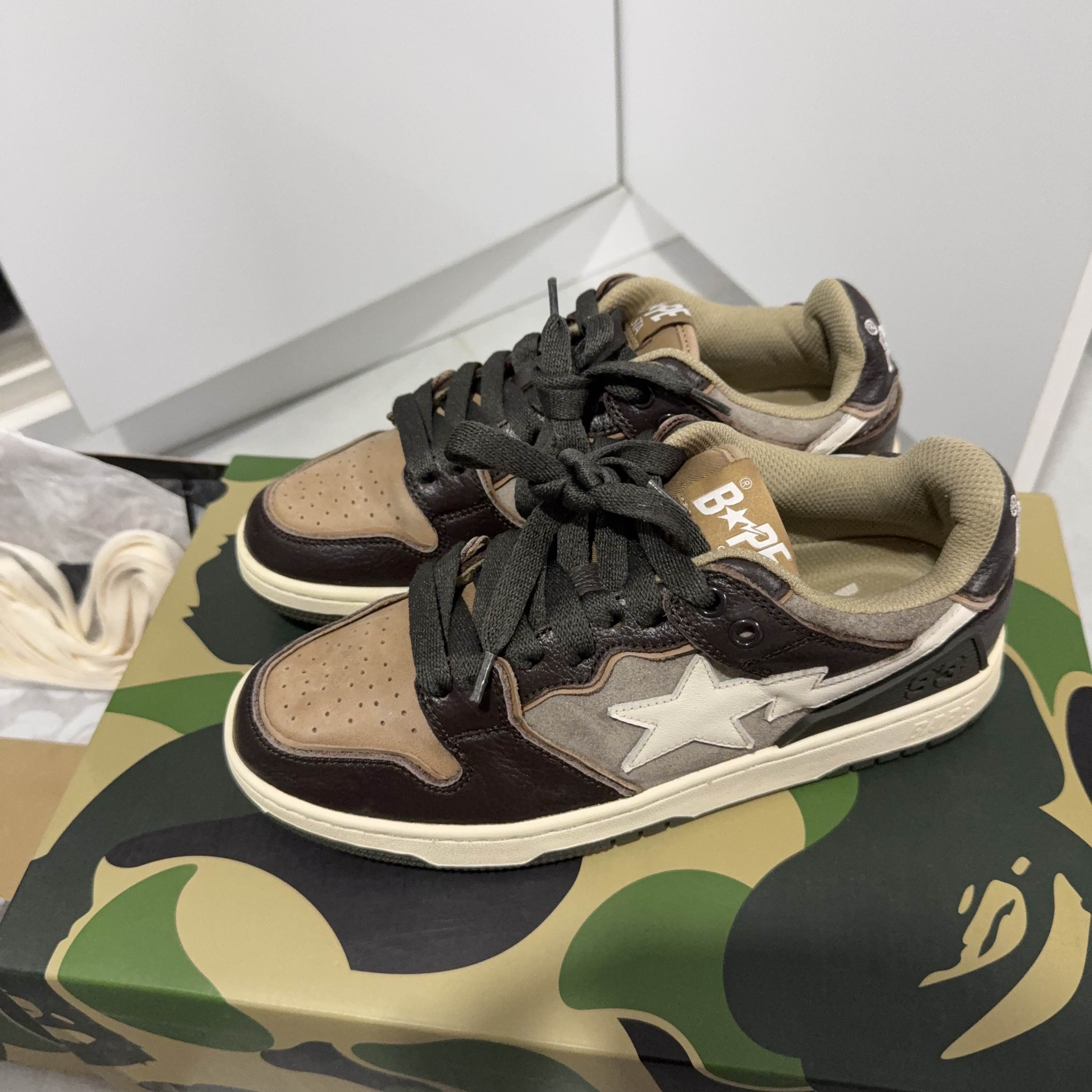 Bape A Bathing Ape SK8 STA Brown Leather Sneakers Size US 6 Size US 6 / EU 39 - 1 Thumbnail