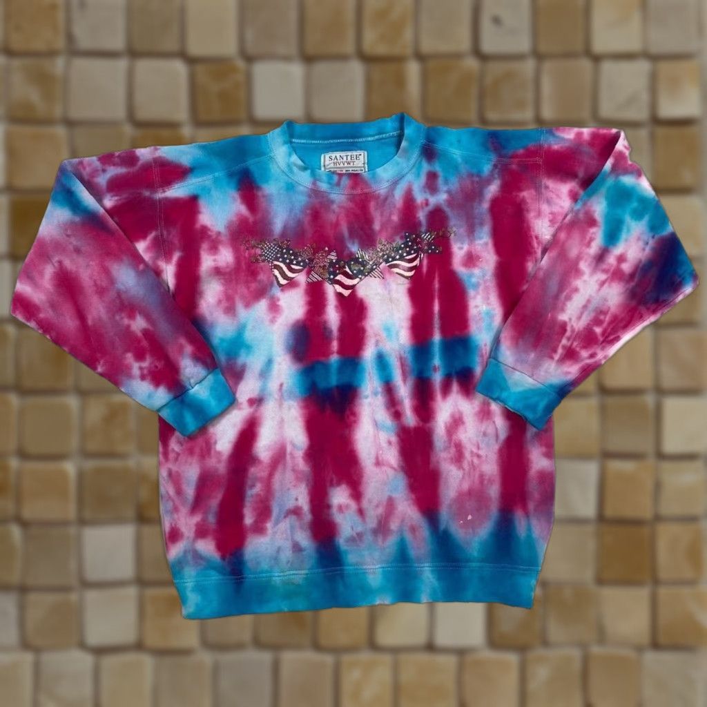 Vintage VINTAGE SANTEE HVYWT USA Flag Graphic Tie Dye Sweatshirt Large Size US L / EU 52-54 / 3 - 1 Thumbnail