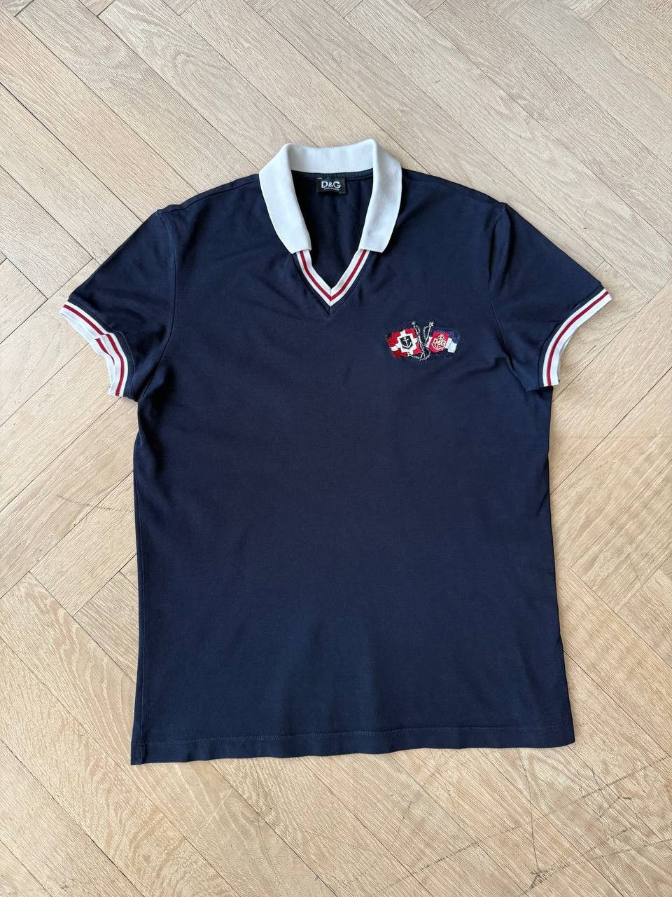 Dolce & Gabbana Dolce & Gabbana Navy V-Neck Polo Shirt Size M / US 6-8 / IT 42-44 - 2 Thumbnail