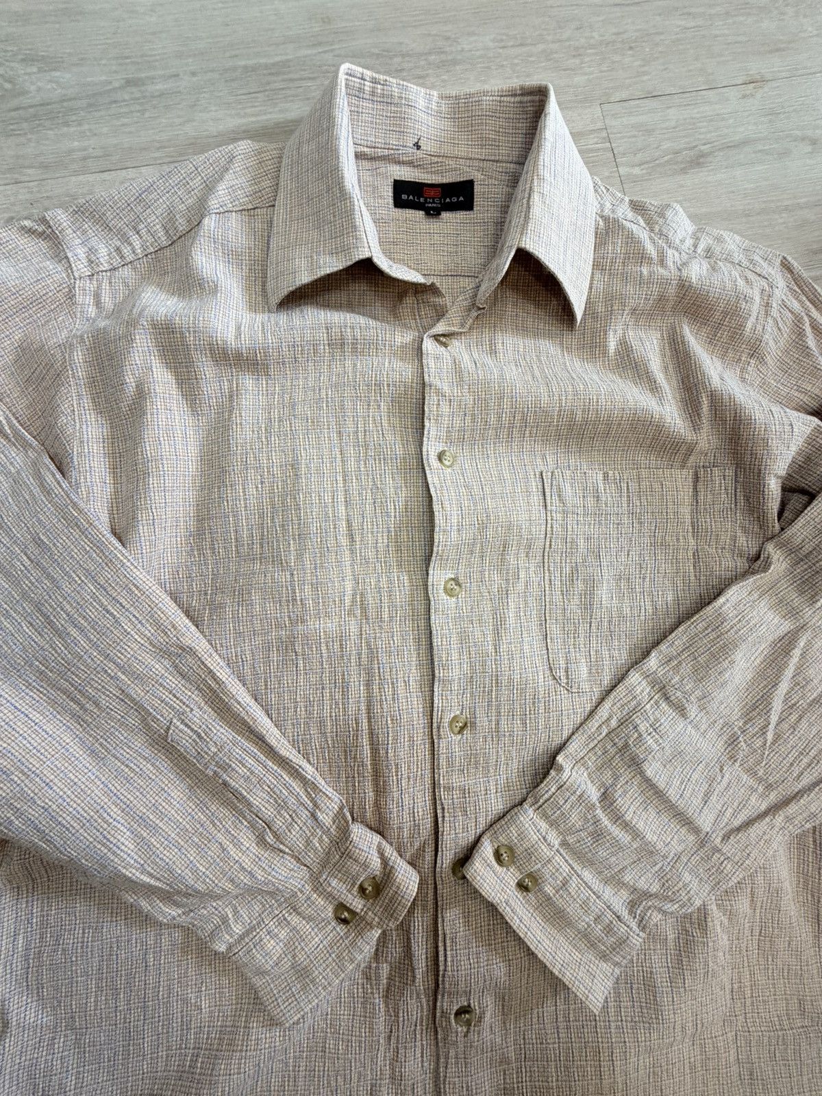 Balenciaga Vintage Balenciaga Textured Button-Up Shirt Size US L / EU 52-54 / 3 - 1 Thumbnail