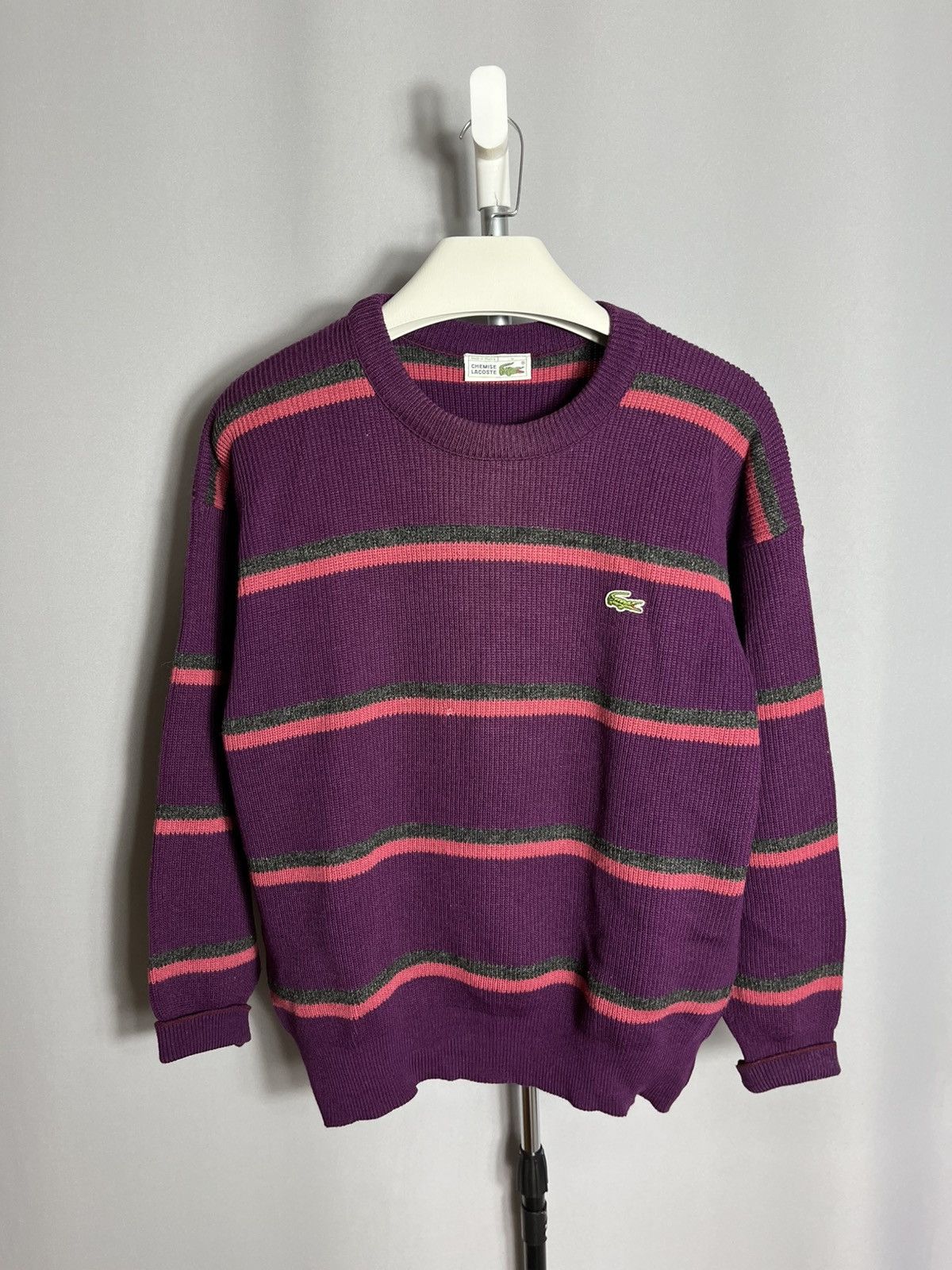 Lacoste Chemise Lacoste 90s sweater striped knit mens wool france Size US M / EU 48-50 / 2 - 1 Thumbnail