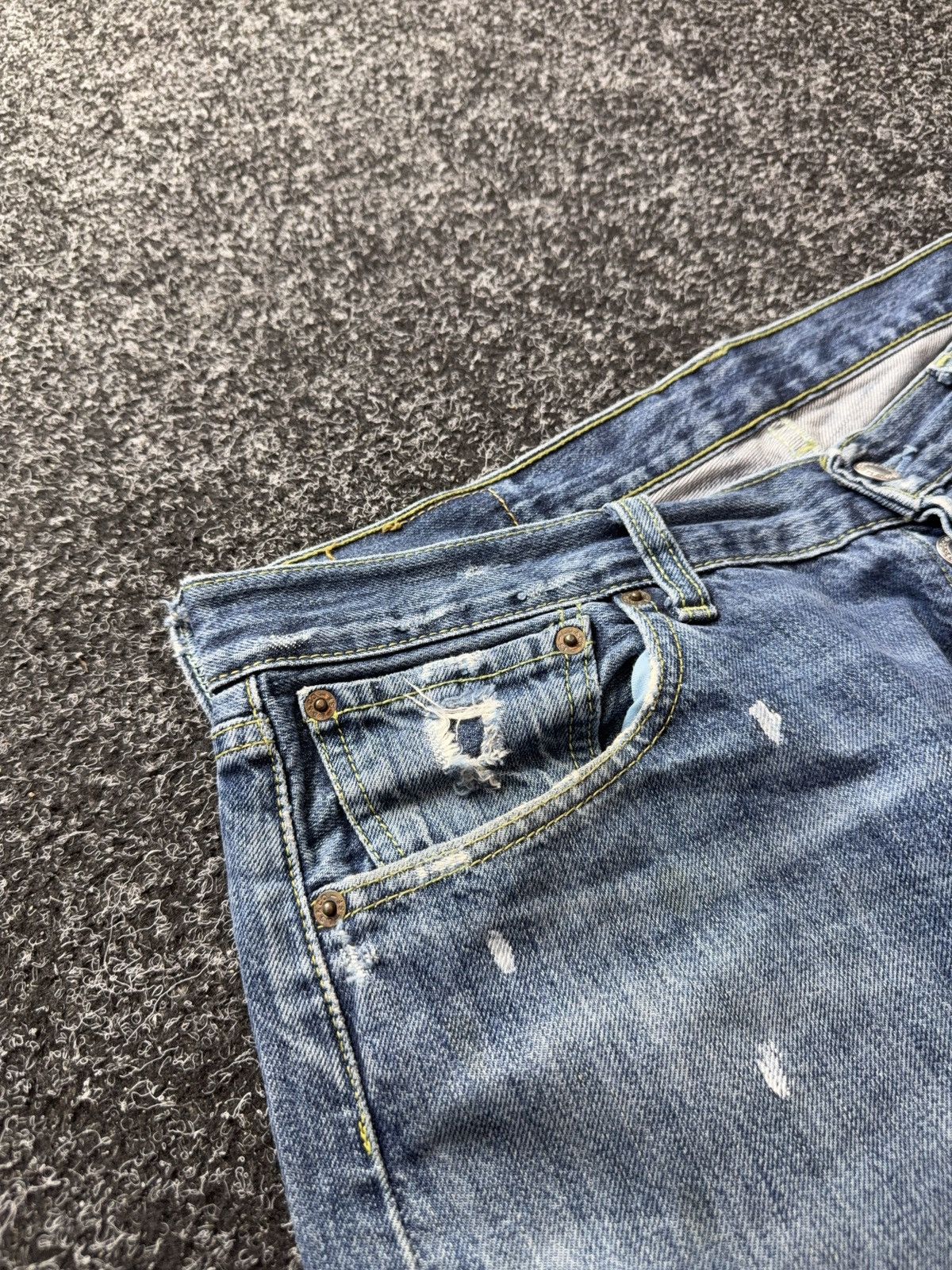 Levi's 00s Y2K Levis 501 Distressed Denim Jeans Vintage Wash Grunge Size US 34 / EU 50 - 6 Thumbnail
