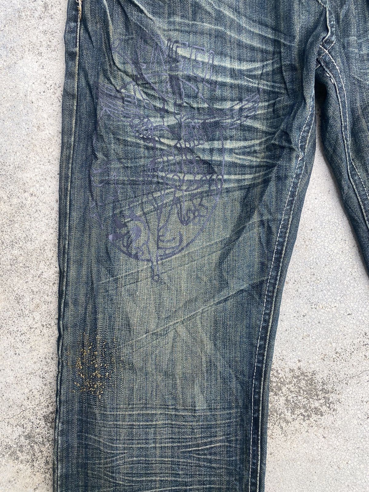 Le Grande Bleu (L.G.B.) Japanese Brand Vo+E Heavy Clawmark Cowboy Style Jeans Size US 32 / EU 48 - 10 Thumbnail