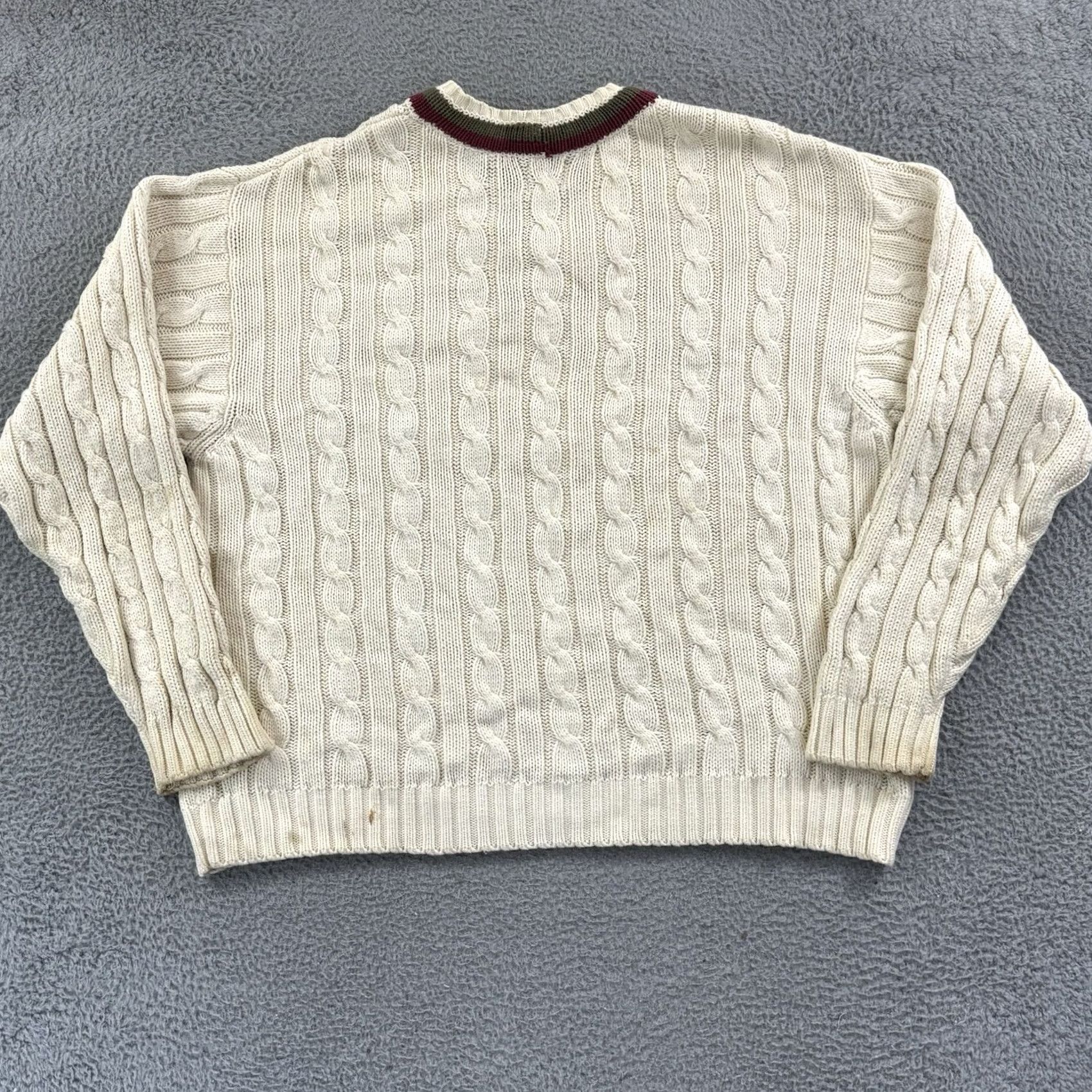 Gap VINTAGE Gap Sweater Mens 2XL Ivory Cable Knit V Neck Tennis Cricket 90s Y2K Size US XXL / EU 58 / 5 - 7 Thumbnail