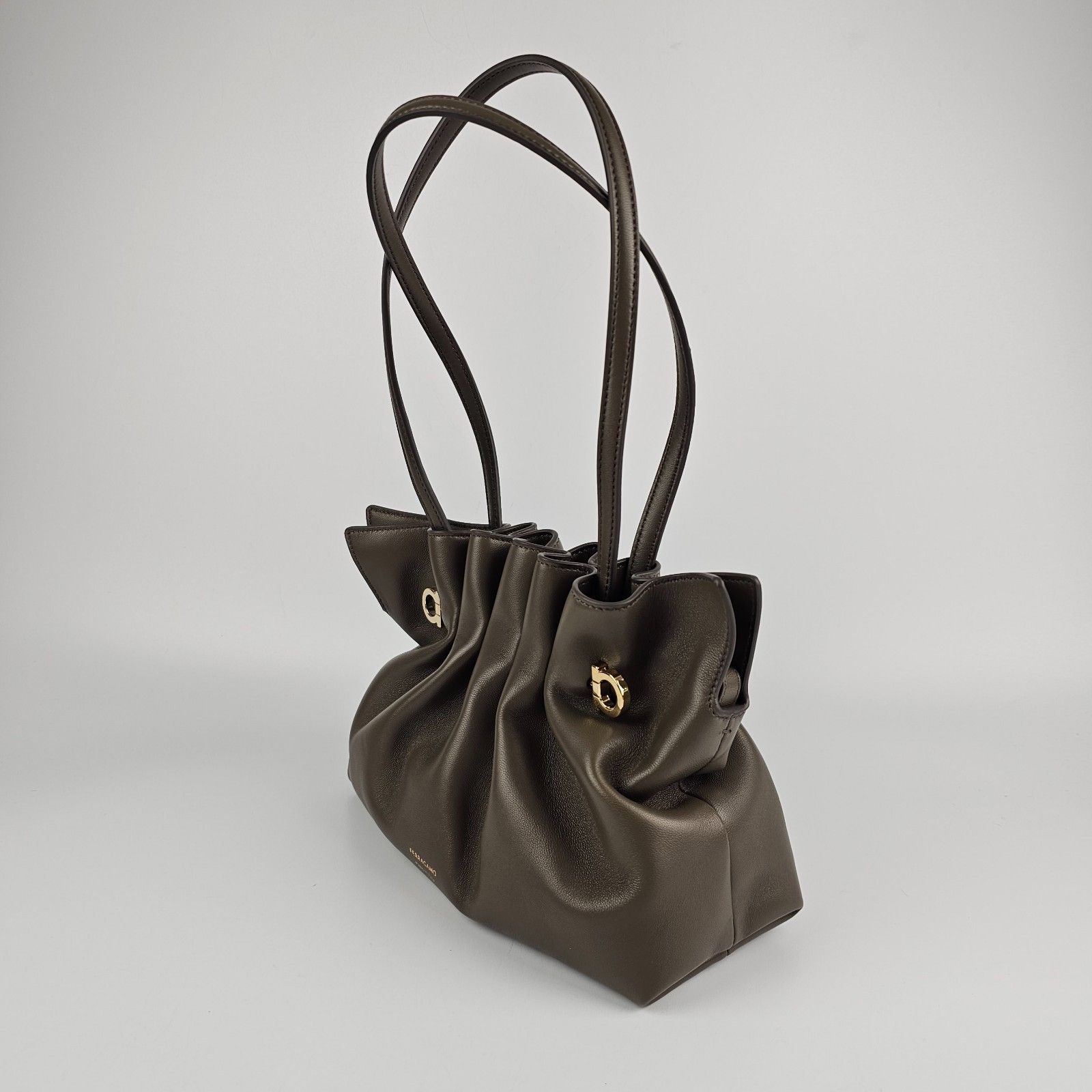 Salvatore Ferragamo FERRAGAMO Concrete Leather Soft Shoulder Bag New & Authentic Size ONE SIZE - 9 Thumbnail