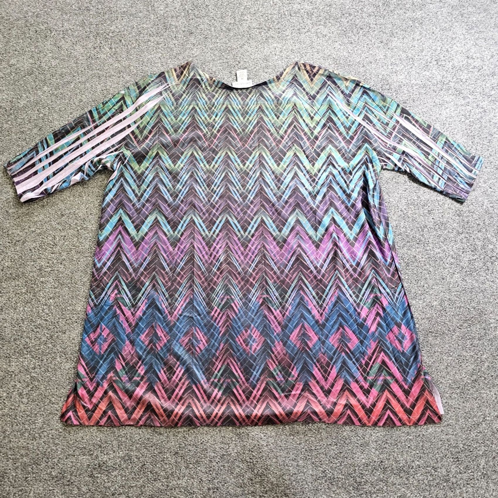 Vintage Catherines Shirt Womens 2X Purple Zig Zag Round Neck Short Sleeve Casual Blouse Plus Size US Size XXL / US 16-18 / IT 52-54 - 7 Thumbnail