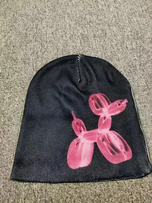 Homemade Pink Balloon Dog Toy Graphic No Cuff Beanie Hat Black Size ONE SIZE - 1 Thumbnail