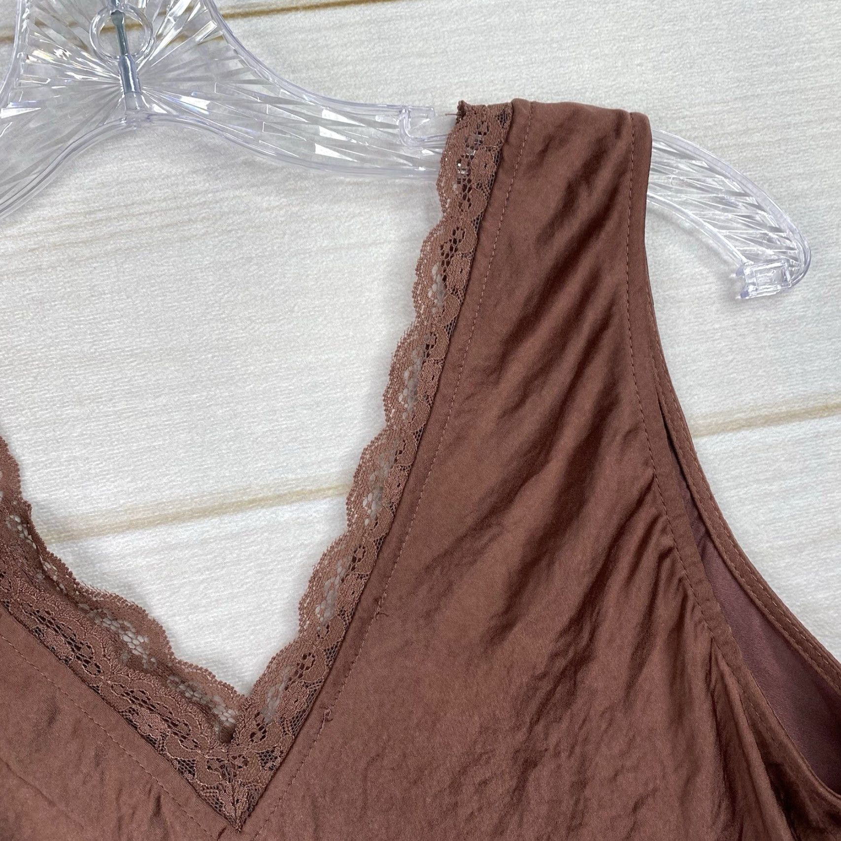 Vintage Maurices Tank Top L Brown Crinkle Lace Camisole Y2K Fairycore Grunge Vintage No N/A Size L / US 10 / IT 46 - 7 Thumbnail
