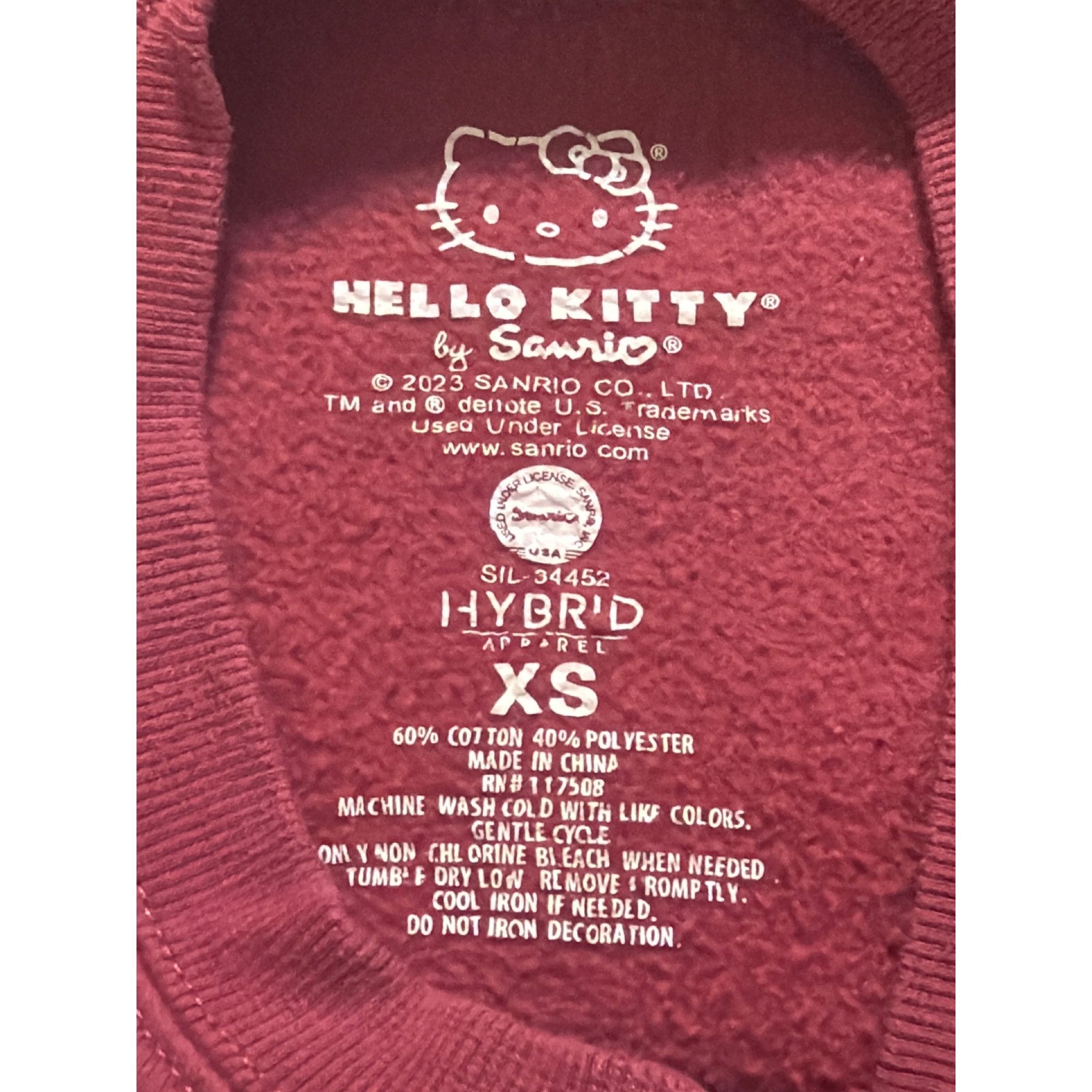 Other Hello Kitty Maroon Graphic Sweatshirt Sanrio Hybrid Apparel Size XS / US 0-2 / IT 36-38 - 4 Thumbnail