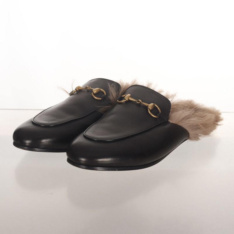 Gucci Gucci Black Lambskin Flat Mule Slippers 0079 Size US 6.5 / EU 39-40 - 1 Thumbnail