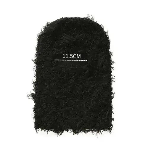 VIBE Distressed Black Knit Balaclava y2k Ski Mask Size ONE SIZE - 4 Thumbnail