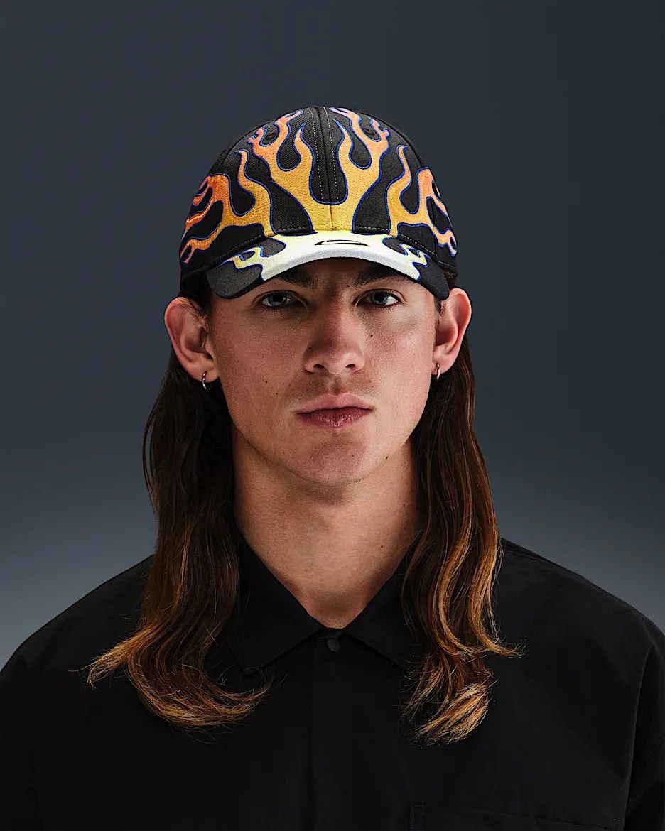 Nike 🔥 Nike Club Cap Structured OG Flame Cap Black Red M/L Size ONE SIZE - 5 Thumbnail