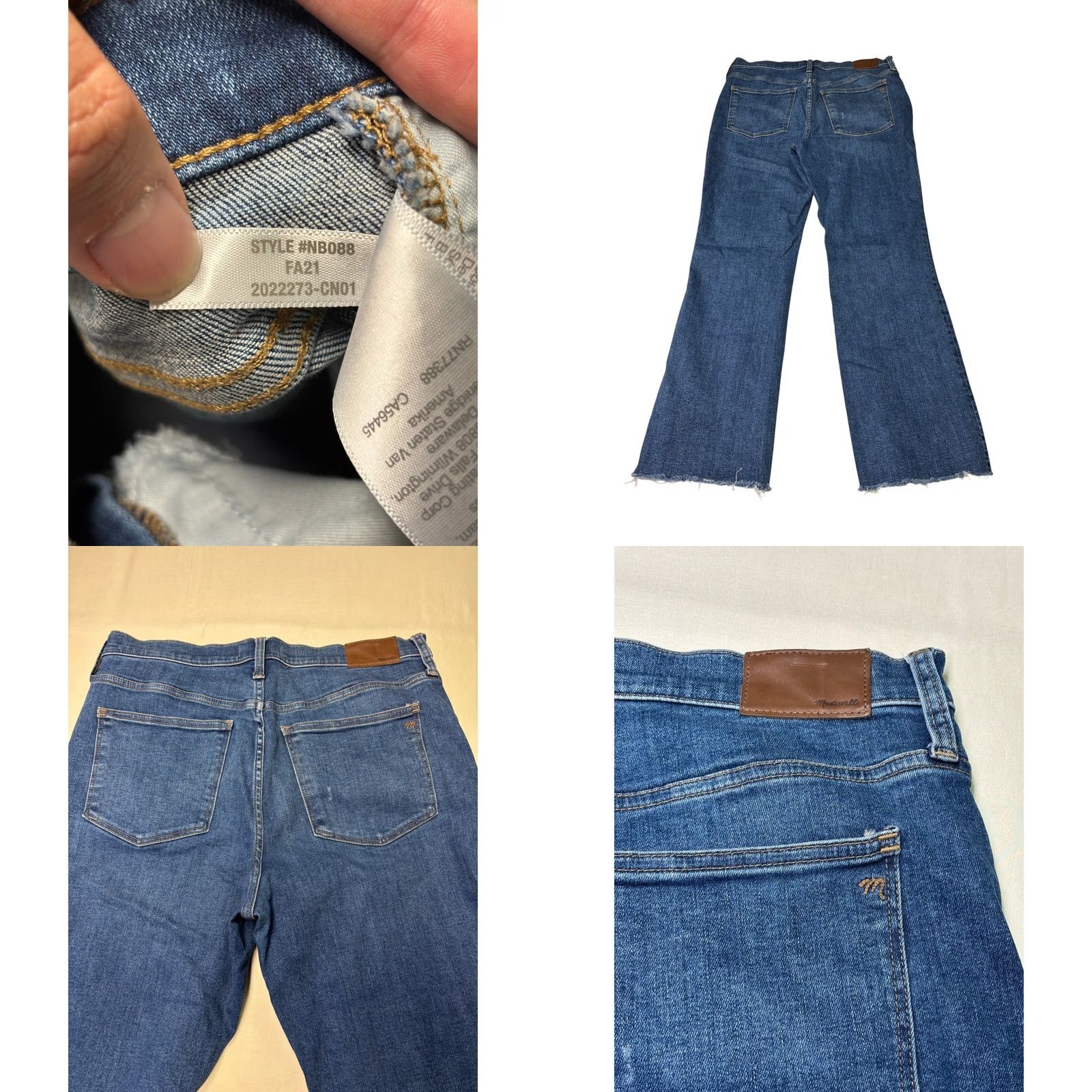 Madewell VINTAGE MADEWELL Cali Demi-Boot Jeans Blue Raw Hem Organic Cotton 31T W34 L28 NB088 Size 34" / US 12 / IT 48 - 8 Thumbnail