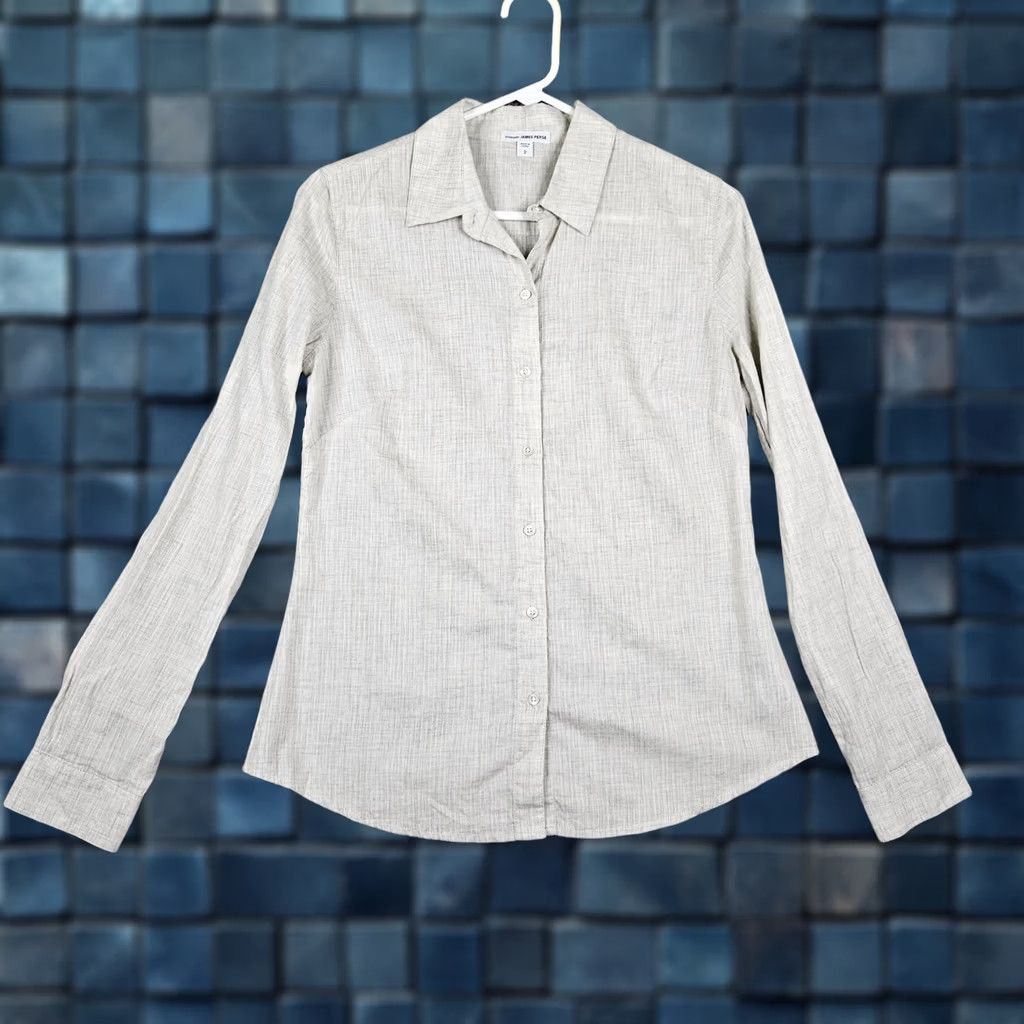 James Perse James Perse Women's Button-Up Shirt Long Sleeve Beige Size 2 Cotton Blend Top Slim Regular Modern Classic Size XS / US 0-2 / IT 36-38 - 1 Thumbnail