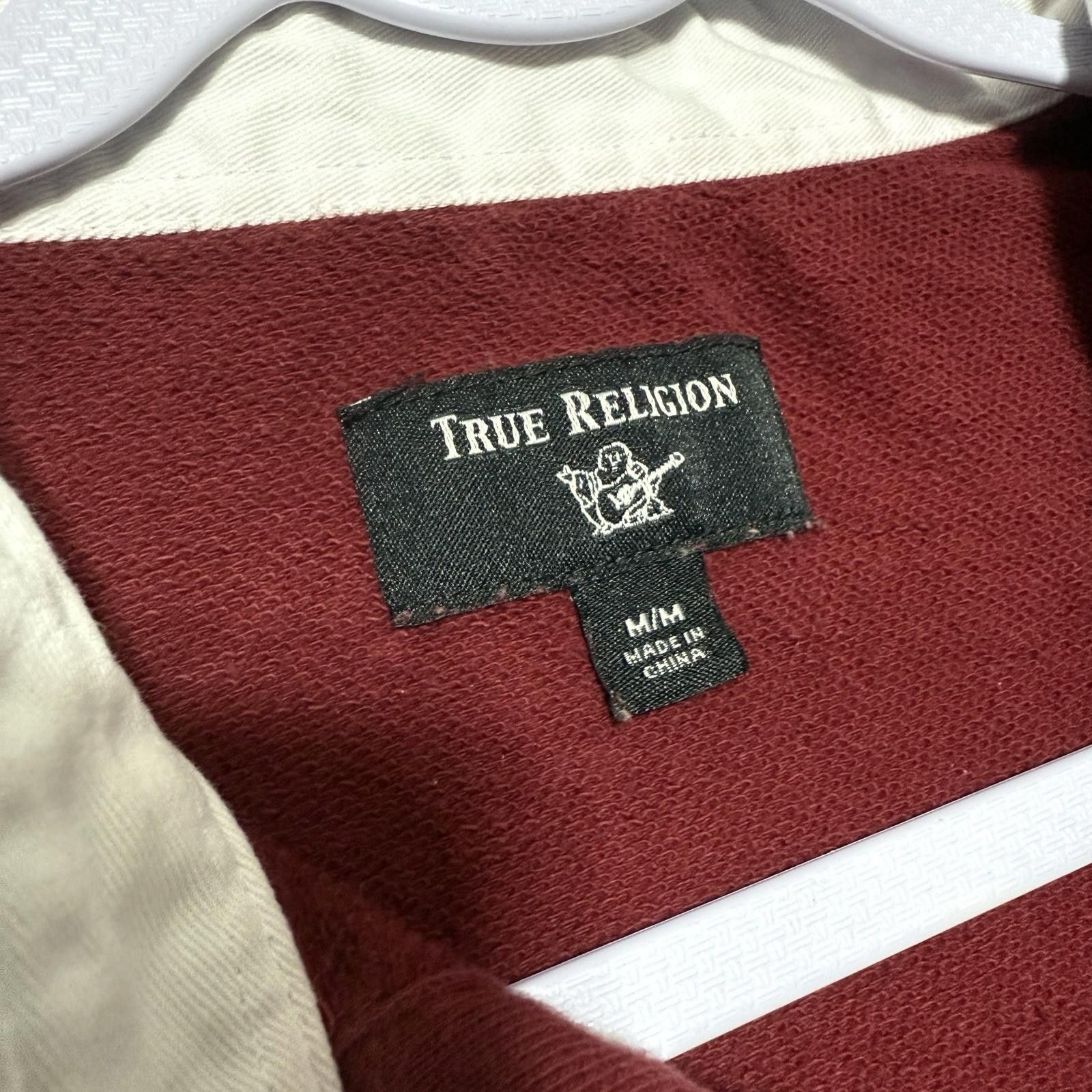 True Religion True Religion Mens M MaroonLong Sleeve Y2K Rugby Polo Size US M / EU 48-50 / 2 - 4 Thumbnail