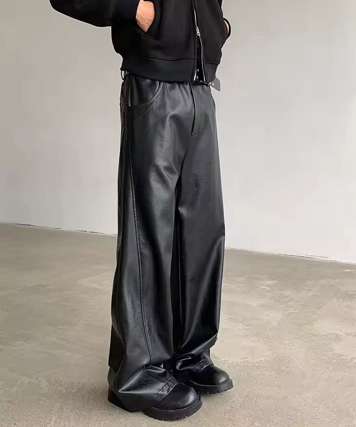 Other Faux Leather Black Wide Leg Flare Pants Size US 30 / EU 46 - 5 Thumbnail