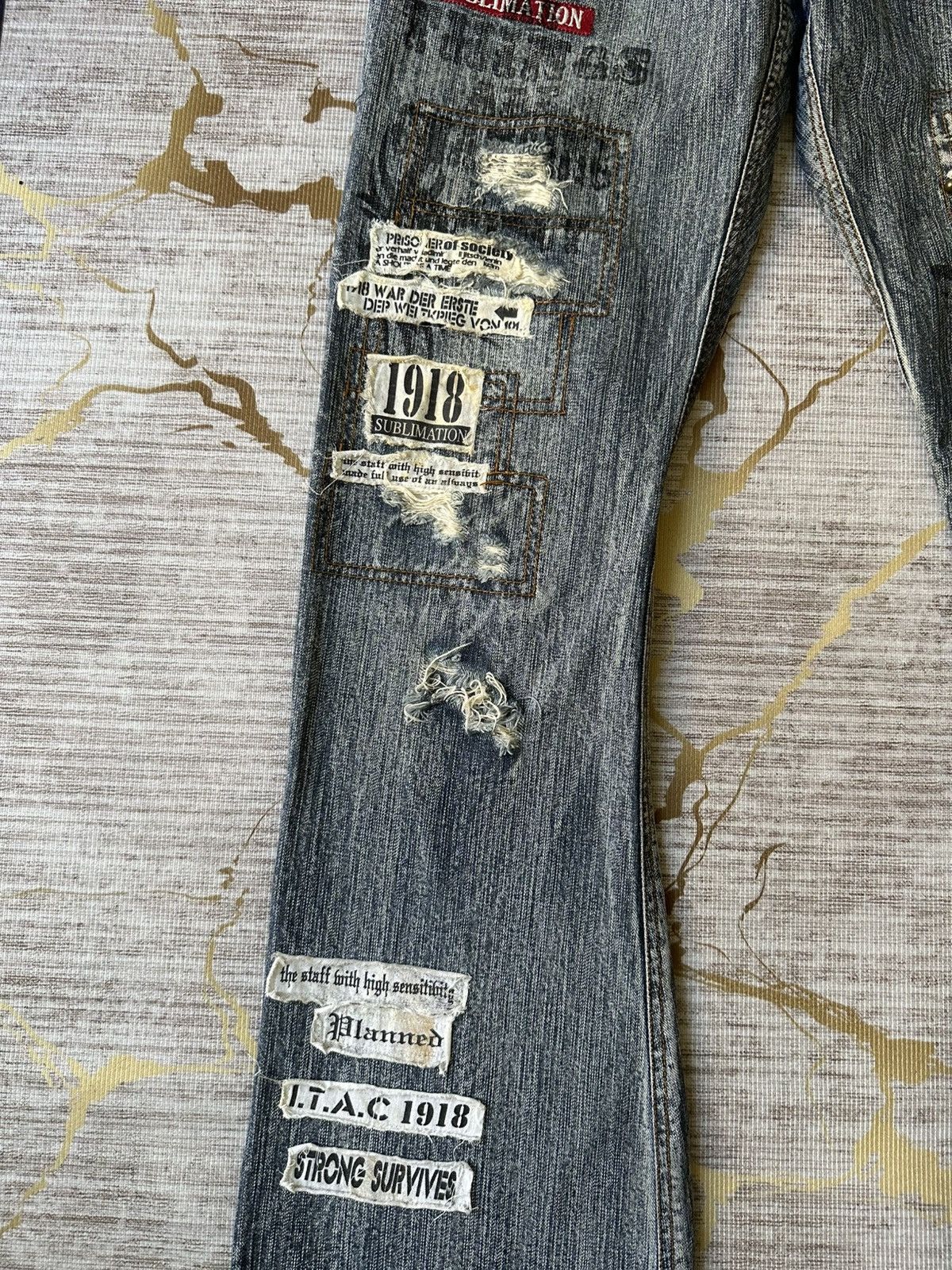 In The Attic FLARE In The Attic Sublimation Studded Poem Patchwork Denim Size US 31 - 9 Thumbnail