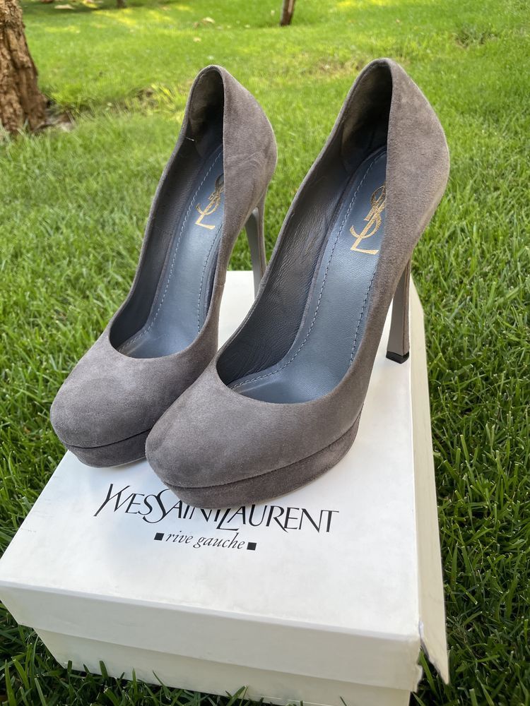 Yves Saint Laurent Ysl High Heels Suede Shoes Size US 7.5 / IT 37.5 - 1 Thumbnail